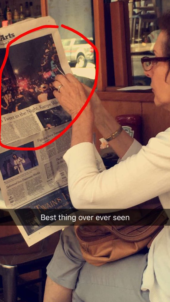 Highlight of my life, to see this at breakfast the next day. Sweet lady just reading about the greatest night of our lives in the newspaper.