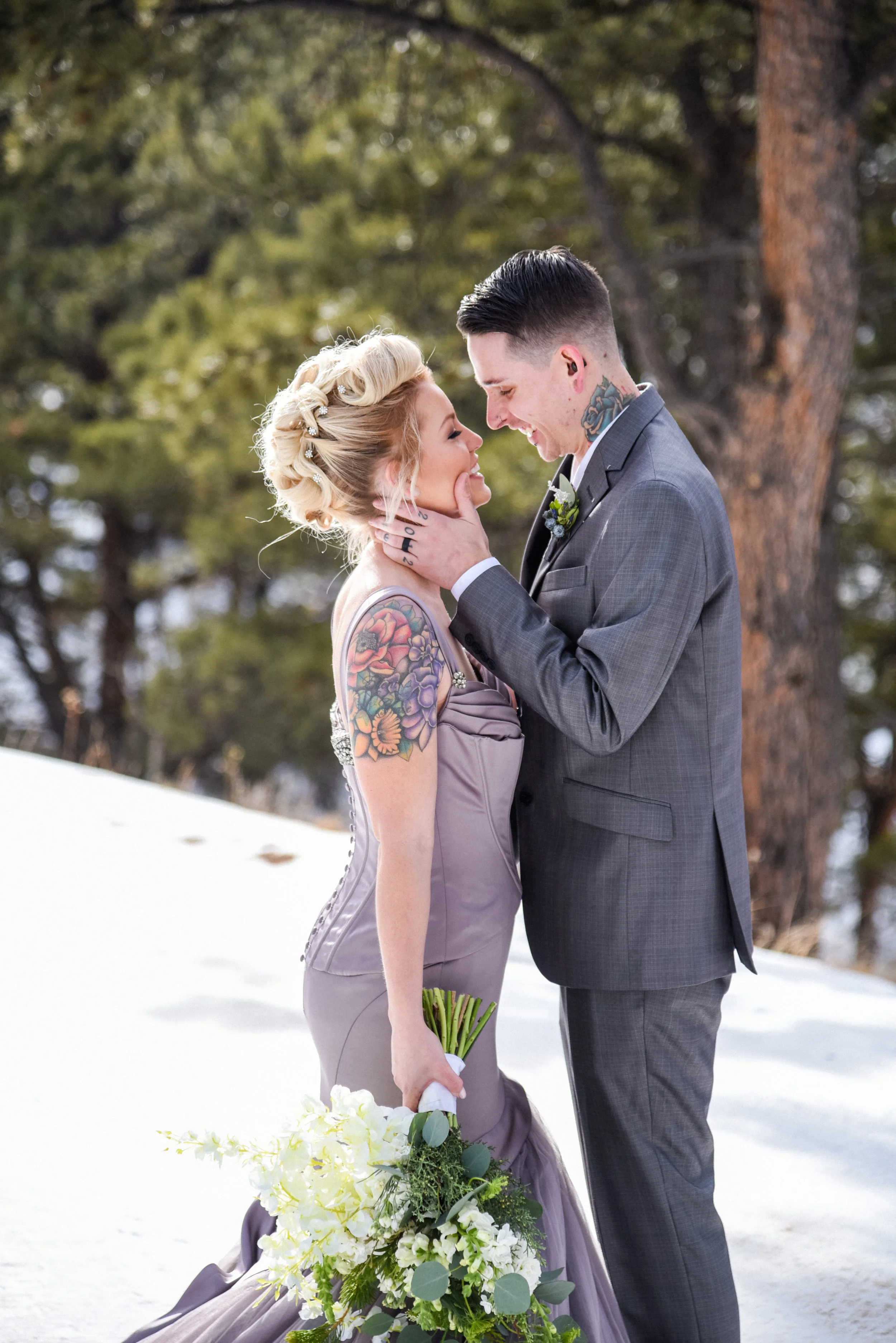 bride and groom portraits in the rocky mountains, alternative bride and groom in colorado, Mountain Wedding in Colorado, Colorado Wedding Photographer, Denver Wedding Photographer, Intimate Colorado Wedding Photographer, Rocky Mountain Wedding Photographer