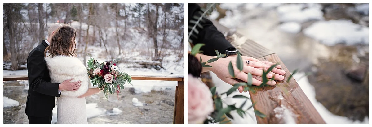 Bride and Groom portraits along river, Winter wedding in Boulder, Maroon and Navy wedding, Boulder Creek, Wedgewood on Boulder Creek, Rocky mountain adventure elopement, colorado wedding photographer, denver wedding photography, denver elopement photographer, colorado elopement photographer, Rocky Mountain Adventure Elopements, looks like film colorado, best wedding photographer colorado, best wedding photographer denver, downtown denver wedding, downtown wedding photographer, colorado photographer, denver photographer, rocky mountains, colorado wedding, denver wedding, couples portraits wedding, colorful wedding, love couples wedding photos, romantic wedding photos, fine art denver photographer, fine art colorado photographer,