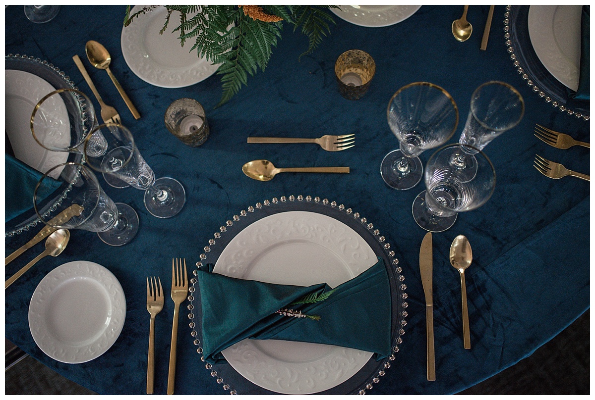 Navy tablescape, gold silverware, Rocky mountain adventure elopement, colorado wedding photographer, denver wedding photographer, denver elopement photographer, colorado elopement photographer, best wedding photographer colorado, best wedding photographer denver
