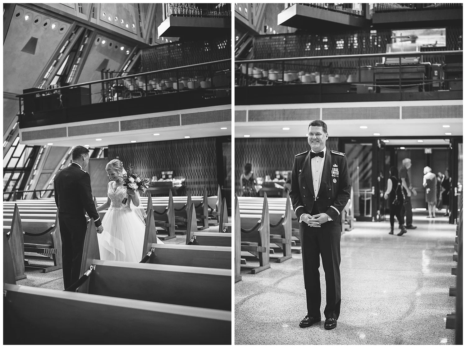 USAFA Chapel Wedding, Cadet Chapel Wedding, Colorado Springs Wedding Ceremony, Empty Chapel before Wedding, Stained Glass Chapel, Bride and her bridesmaids, Colorado Bride, Tulle Wedding Dress, Sparkly Bridesmaids Dresses, First Look, Colorado Wedding Photographer, Denver Wedding Photographer, Denver Elopement Photographer, Colorado Elopement Photographer, Rocky Mountain Wedding Photographer, Downtown Denver Photographer