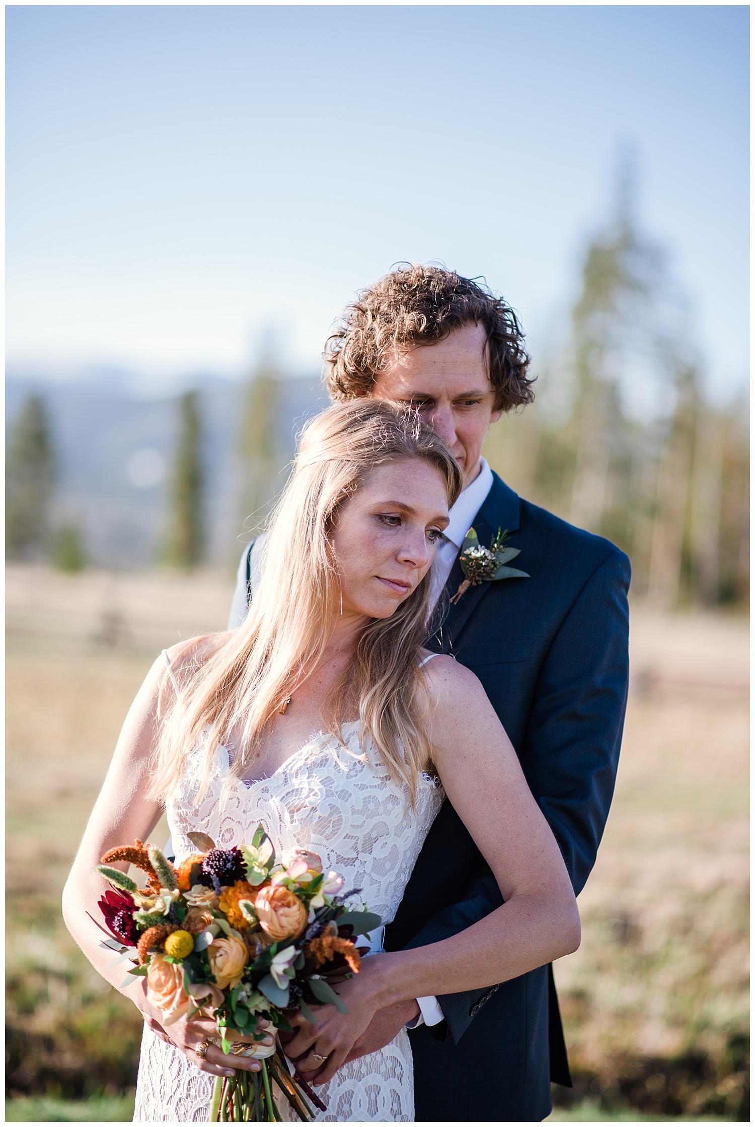 romantic bride and groom portraits in rocky mountain national park, colorado wedding photographer, denver wedding photographer, colorado elopement photographer, denver elopement photographer, rocky mountain photographer