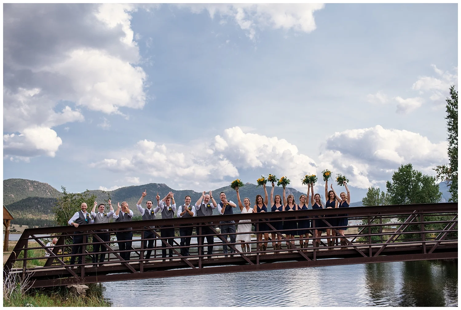 bridal party portraits at estes park resort, rocky mountain elopement photographer, rocky mountain wedding photographer, colorado wedding photographer, Estes Park wedding photographer