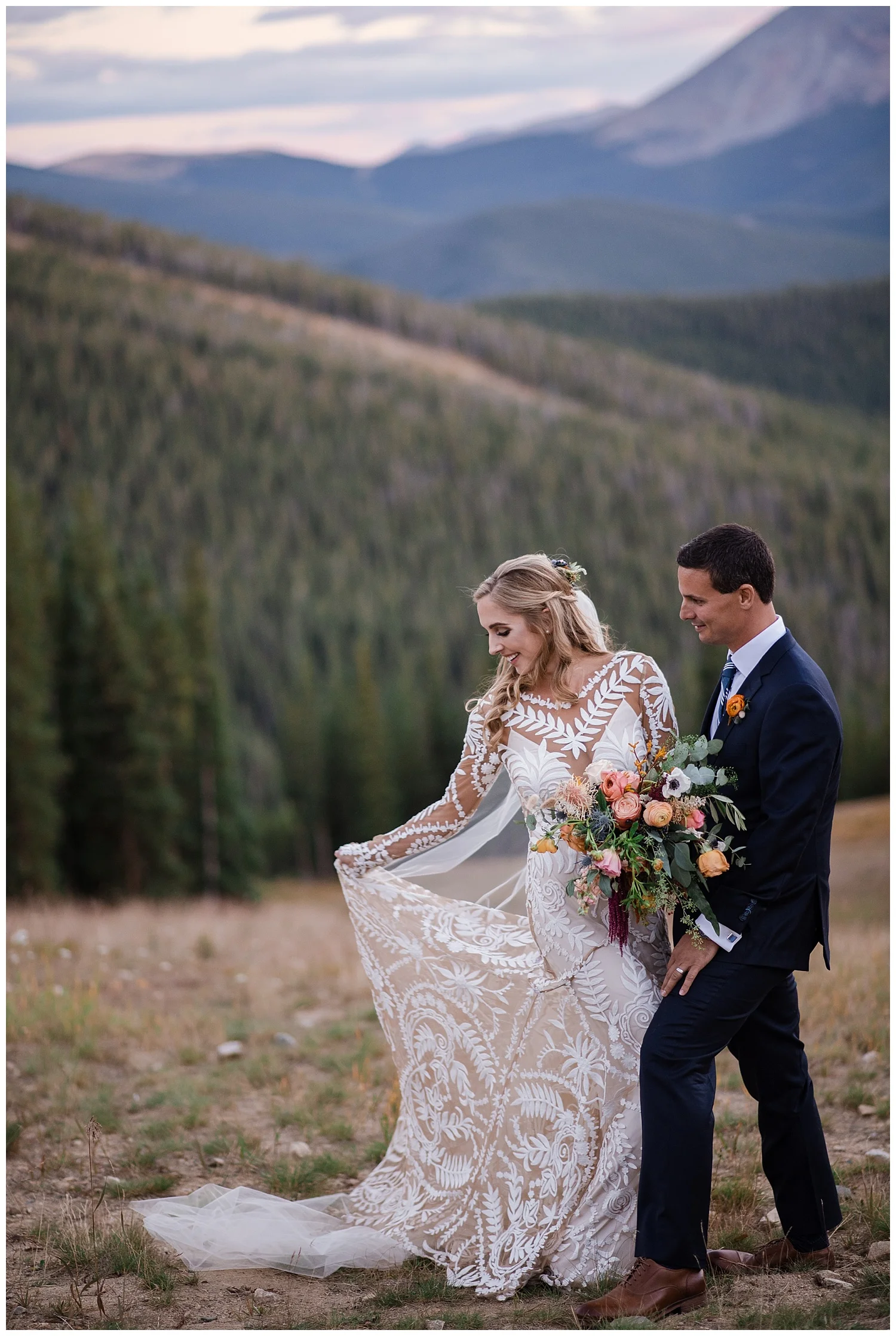 Bride and groom wedding portraits at Keystone, Bohemian Wedding at Keystone Resort, Mountain Wedding in Colorado, Colorado Wedding Photographer, Denver Wedding Photographer, Intimate Colorado Wedding Photographer, Rocky Mountain Wedding Photographer