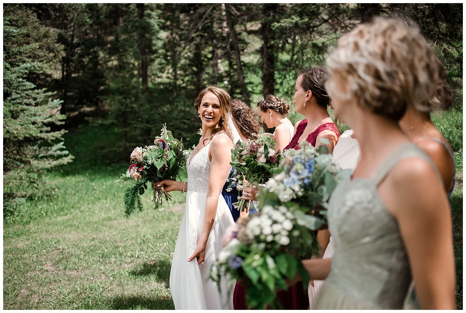 wedding party portraits at Beaver Ranch in Conifer Colorado, Colorado Wedding Photographer, Rocky Mountain Wedding Photographer, Intimate Colorado Wedding Photographer