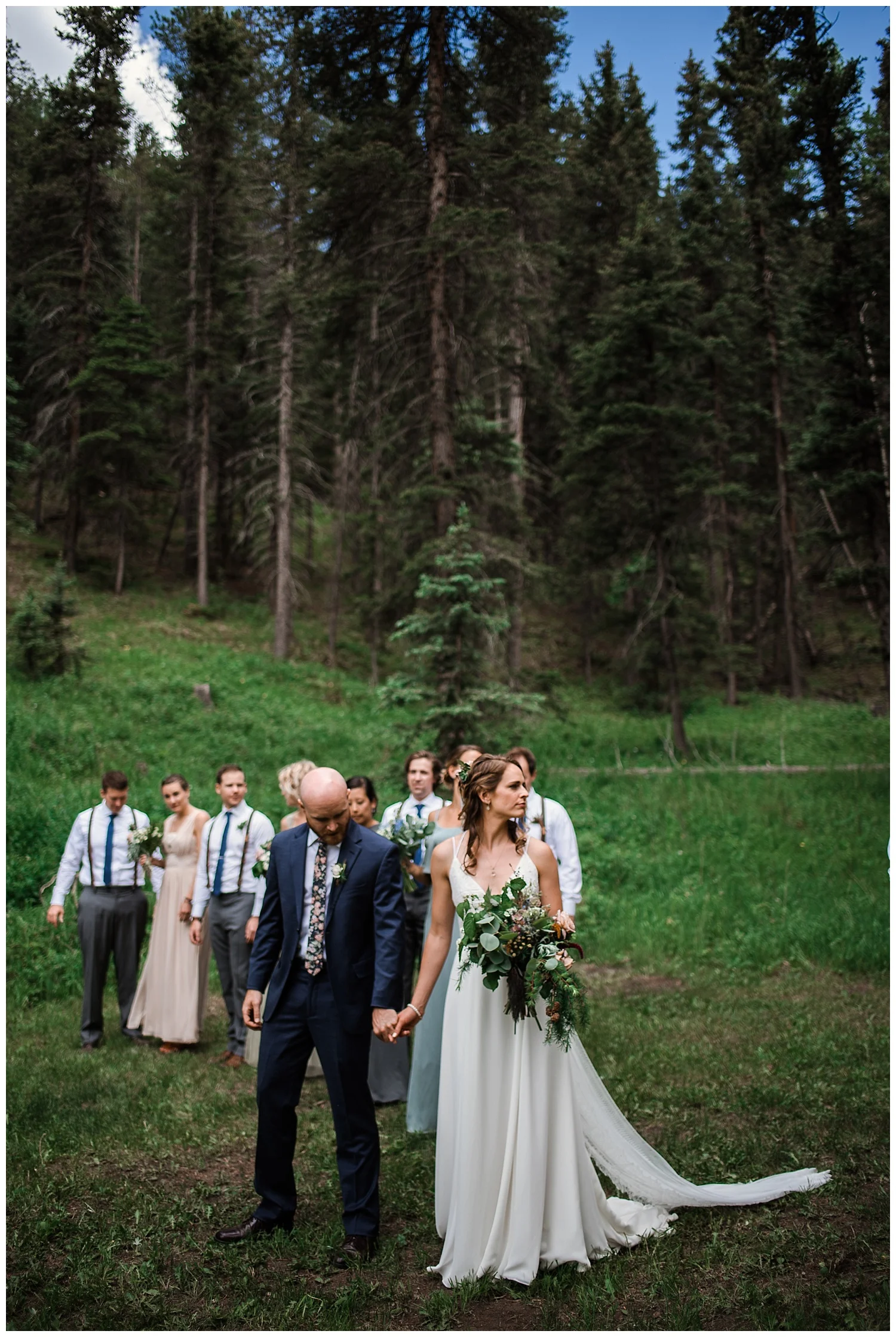 wedding party portraits at Beaver Ranch in Conifer Colorado, Colorado Wedding Photographer, Rocky Mountain Wedding Photographer, Intimate Colorado Wedding Photographer