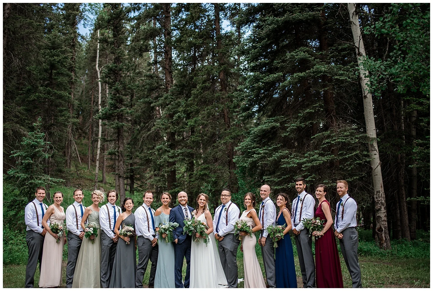 wedding party portraits at Beaver Ranch in Conifer Colorado, Colorado Wedding Photographer, Rocky Mountain Wedding Photographer, Intimate Colorado Wedding Photographer