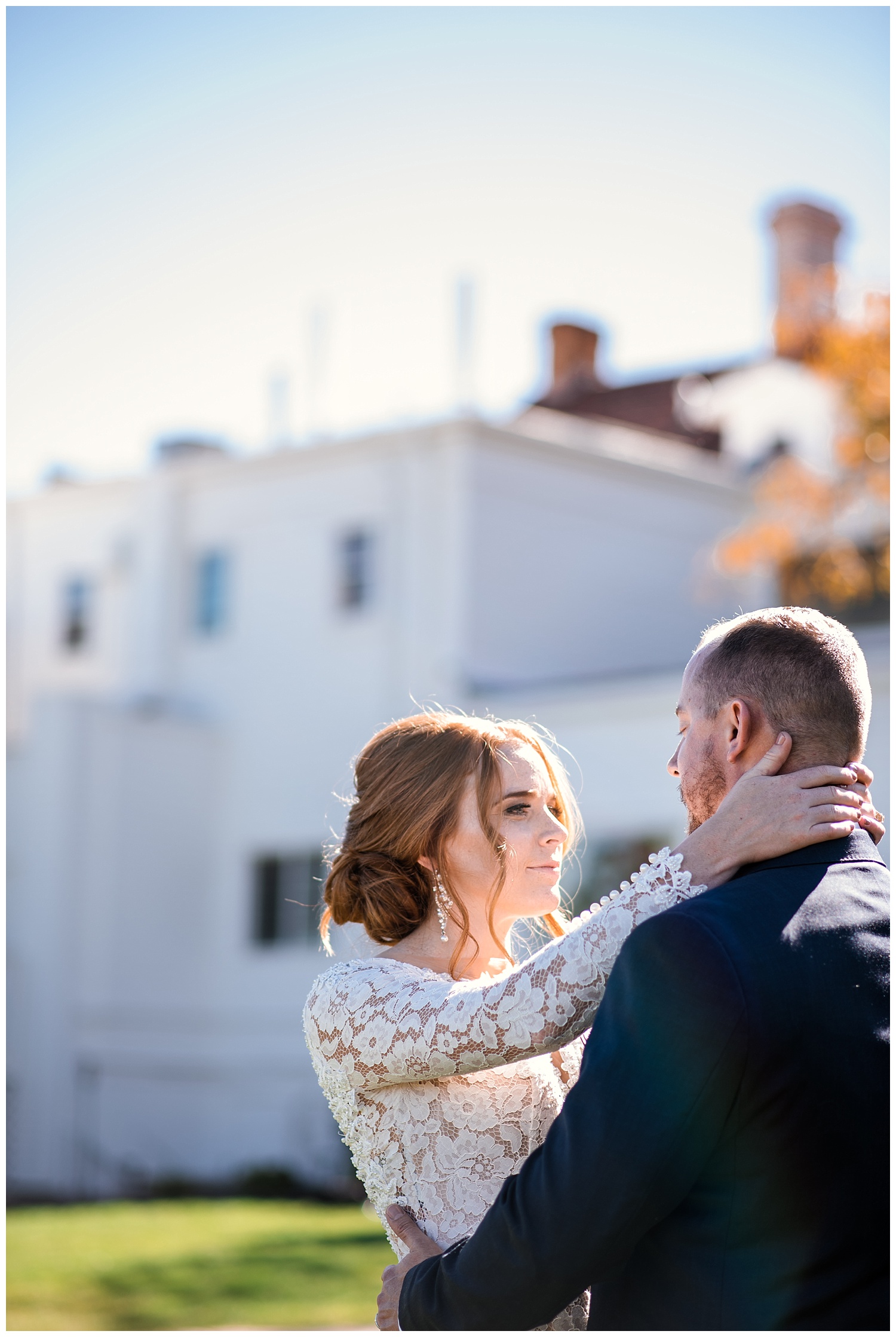 bride and groom romantic portraits at the historic Manor House, Rocky Mountain Wedding Photographer, Colorado Wedding Photographer, Denver Wedding Photographer, Colorado Intimate Elopement Photographer, Downtown Denver Photographer, Rocky Mountain Adventure Elopement,