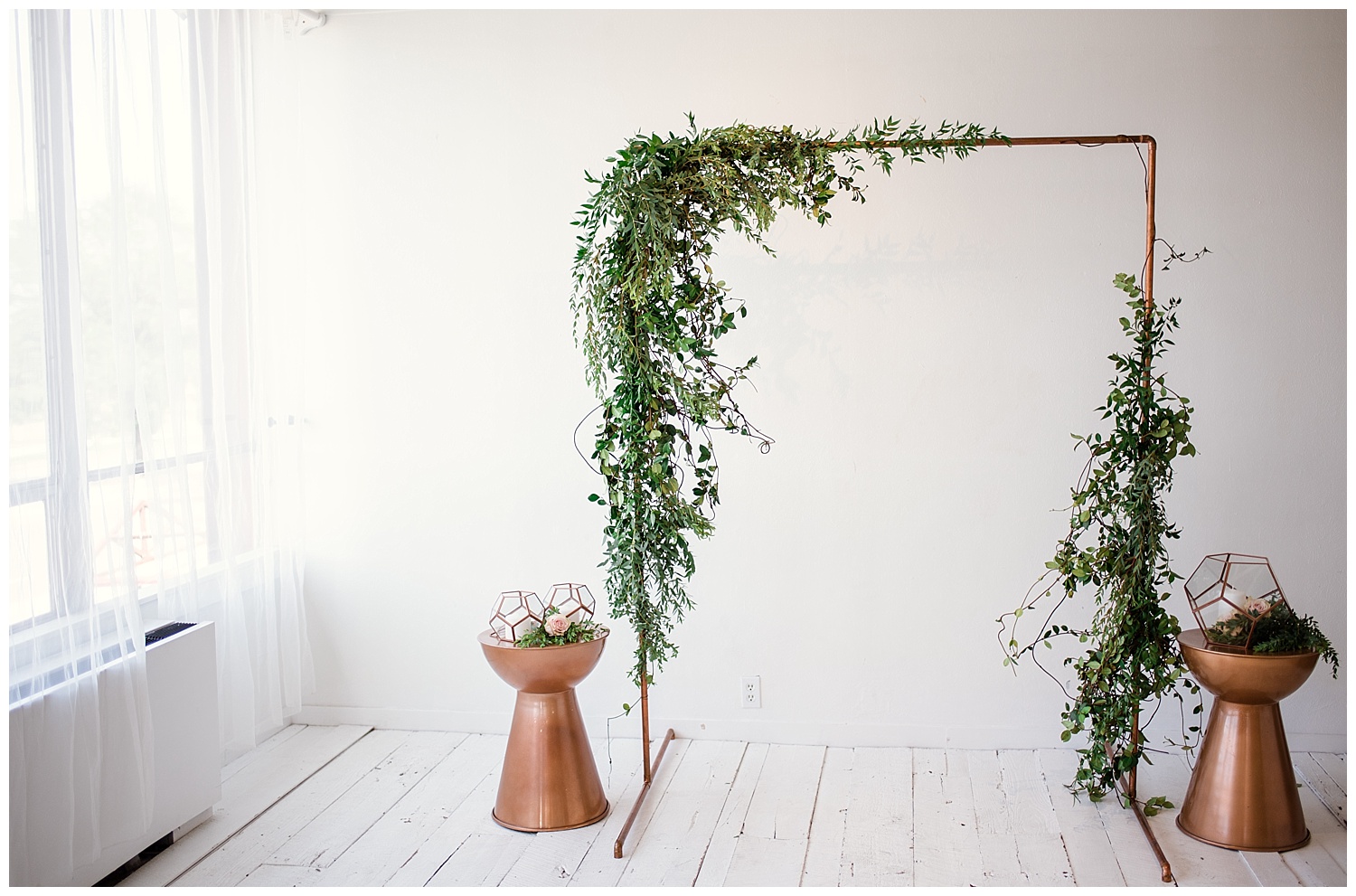 metal tones and pink wedding, copper decor, eucalyptus wedding decor, downtown denver wedding photographer, estes park wedding, colorado wedding photographer, copper wedding, pipes, copper diy, eucalyptus wedding, greenery wedding, geometric details, wedding place settings,