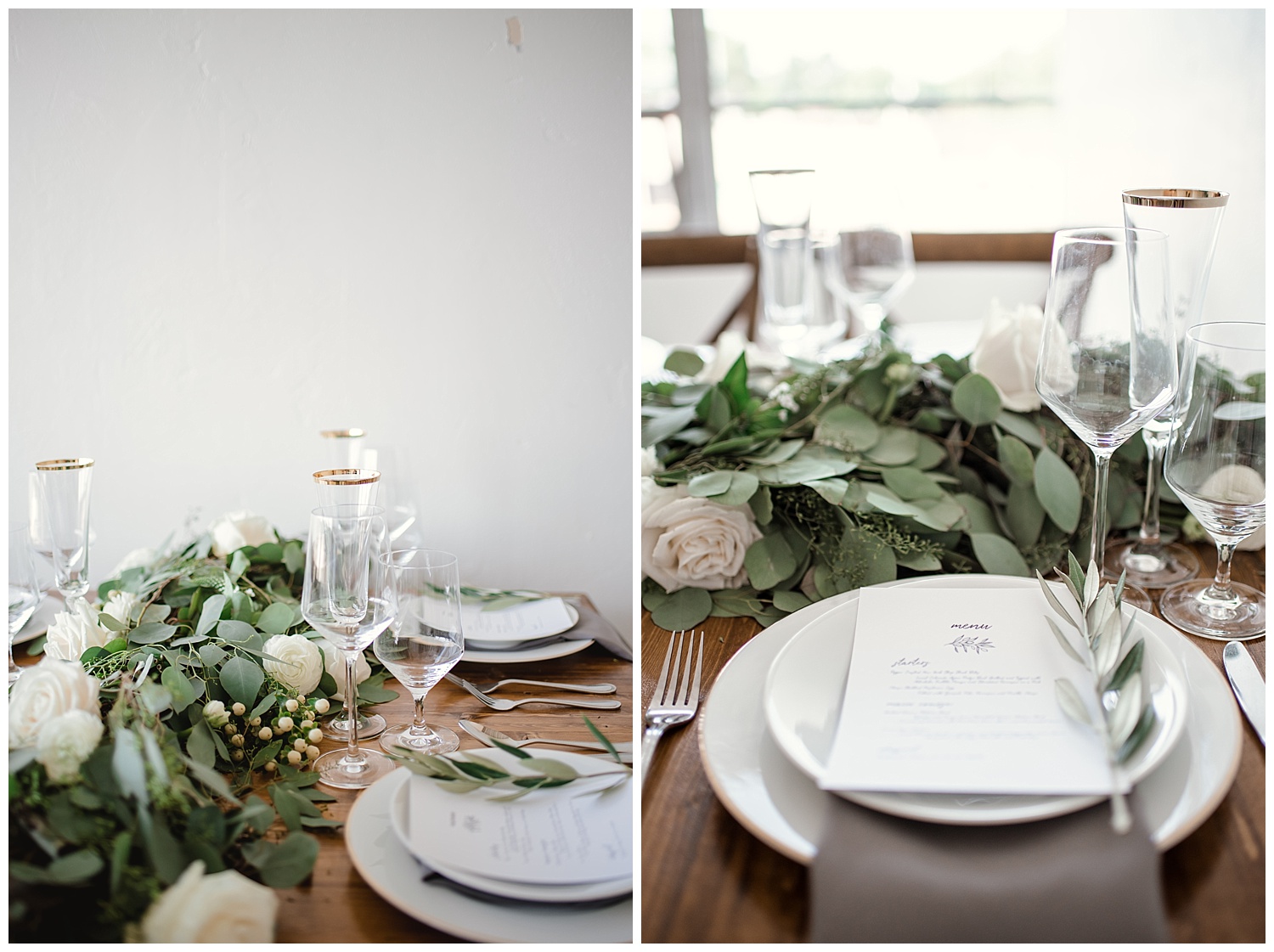 metal tones and pink wedding, copper decor, eucalyptus wedding decor, downtown denver wedding photographer, estes park wedding, colorado wedding photographer, copper wedding, pipes, copper diy, eucalyptus wedding, greenery wedding, geometric details, wedding place settings, greenery table setting, gold plates, rose centerpiece, greenery centerpiece, gold lined glasses, gold and green wedding, simple wedding, luv bridal, tule and lace gown, navy suit, natural bride makeup, blonde bride,