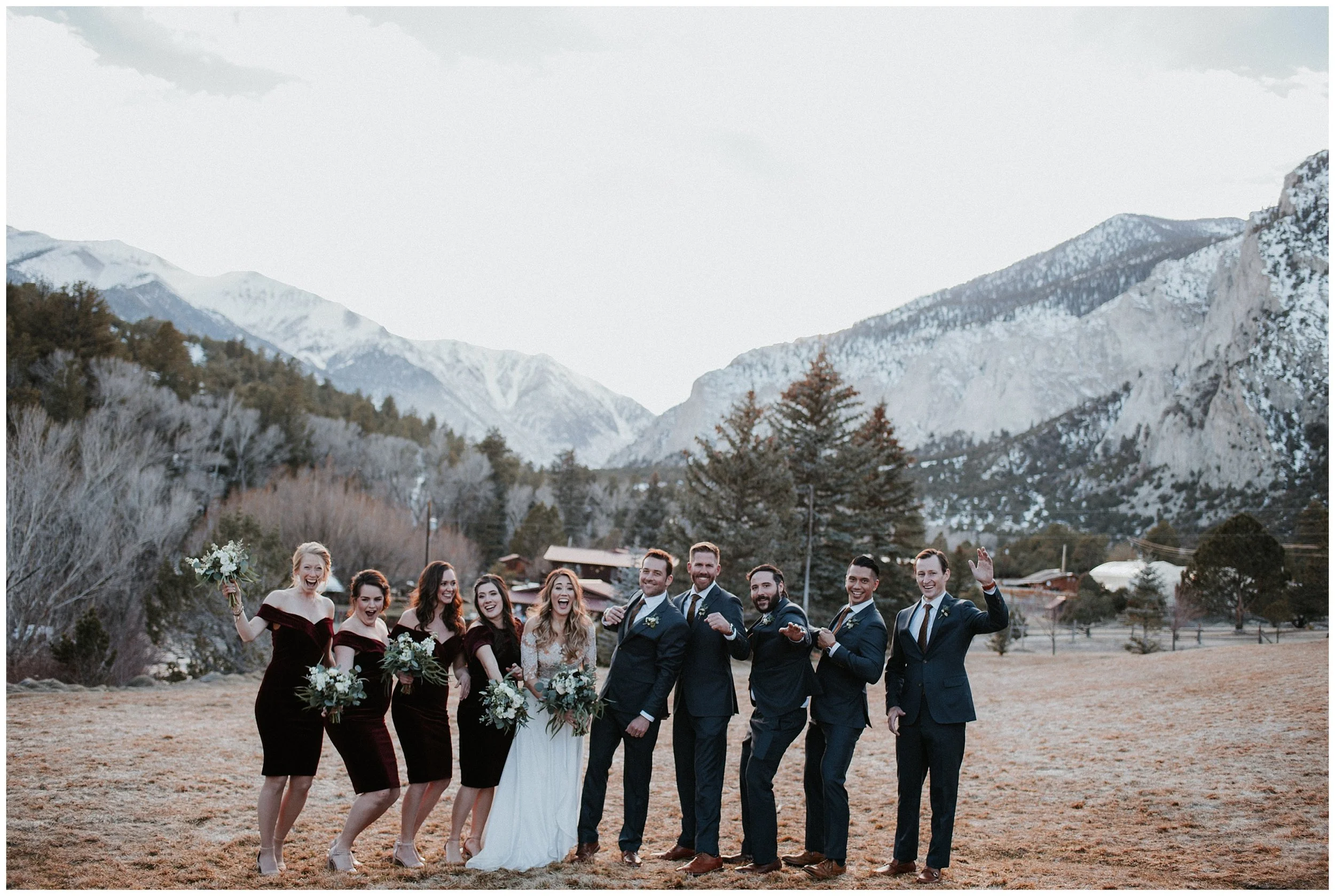 Spring wedding at Mt Princeton Hot Springs, Buena Vista Wedding, Buena Vista Wedding Photographer, Mt Princeton Wedding Photographer, Colorado Wedding Photographer, Denver Wedding Photographer, Denver Colorado Wedding Photographer, Mountain Wedding Photographer, Mountain Photographer, Colorado Engagement Photographer, Denver Engagement Photographer, Romantic Colorado Wedding, Winter Colorado Wedding, Small Colorado Wedding Photographer, Intimate Colorado Wedding Photographer, Colorado Wedding Videographer, Denver Wedding Videographer, Videographer Denver, illusion wedding dress, scarlet bridesmaids dresses, navy wedding suit