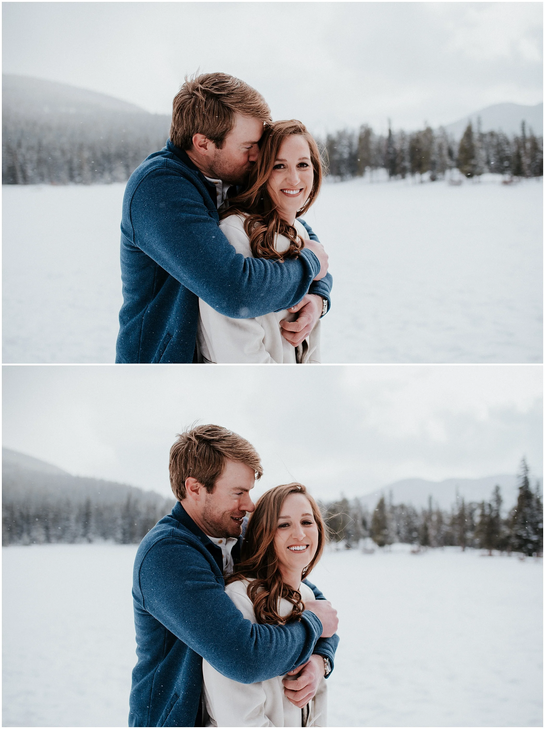 Echo Lake Engagement Session, Denver Engagement, Colorado Engagement Photos, Denver Engagement Photos, Colorado Engagement Photographer, Denver Engagement Photographer, Colorado Videographer, Denver Videographer, Mountain Engagement Photos, Engagement photo outfit ideas, Forest Engagement session, brunette bride, winter engagement, winter wedding, small wedding, forest photos denver, mountain view engagement colorado, romantic engagement session, engagement poses, dog engagement photos, Echo Lake,