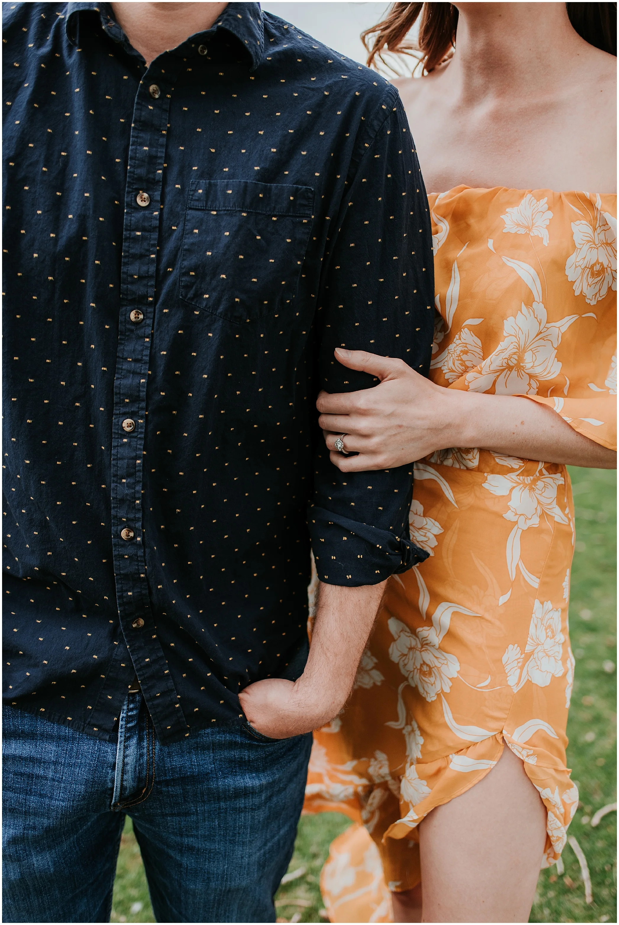 Denver engagement photos, colorado engagement photos, denver engagement photographer, lakewood engagement photo locations, floral dress engagement, engagement photo ideas, best engagement photographers denver, colorado wedding photographer, denver wedding photographer, denver wedding videographer, happy engagement photos, engagement photo posing, halo engagement ring, park engagement photos, engagement photos with pets, backyard chicken coop, engagement photos with cat, engagement photos with beer, home brewing