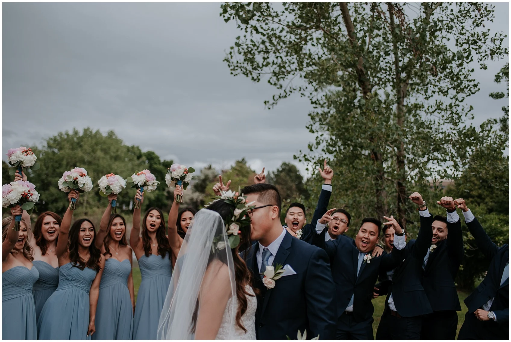baldoria on the water wedding, denver wedding photos, colorado wedding photographer, downtown denver wedding photographer, colorado wedding venues, floral crown bride, lace sweetheart wedding dress, vineyard wedding, colorado wedding videographer, denver wedding videographer, Vietnamese wedding, Hawaiian floral wedding, periwinkle bridesmaids dresses, denver wedding ideas, lakewood colorado wedding photographer, bride groom photos, asian bride makeup