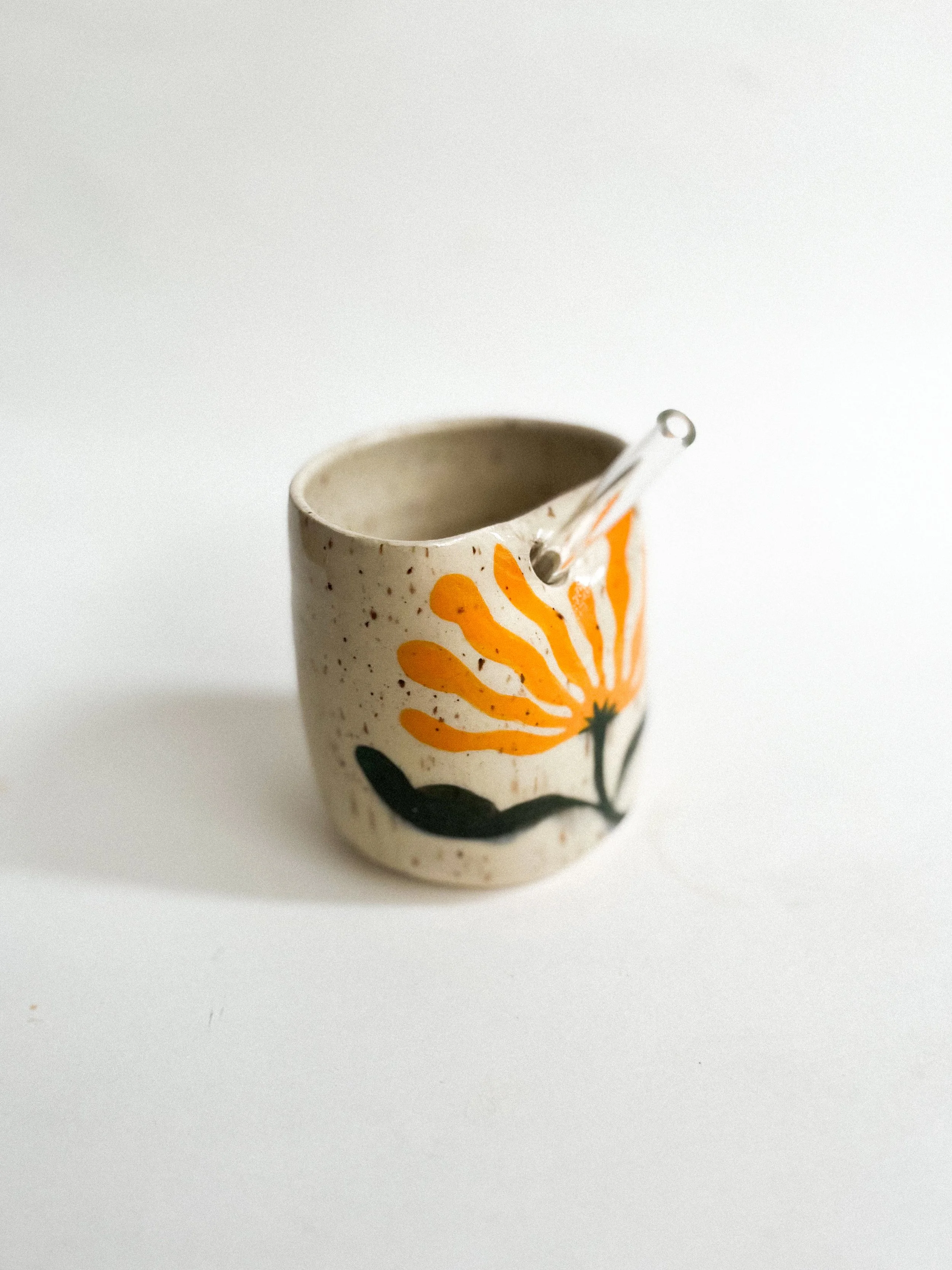 Calendula Straw Cup - Clear Inner