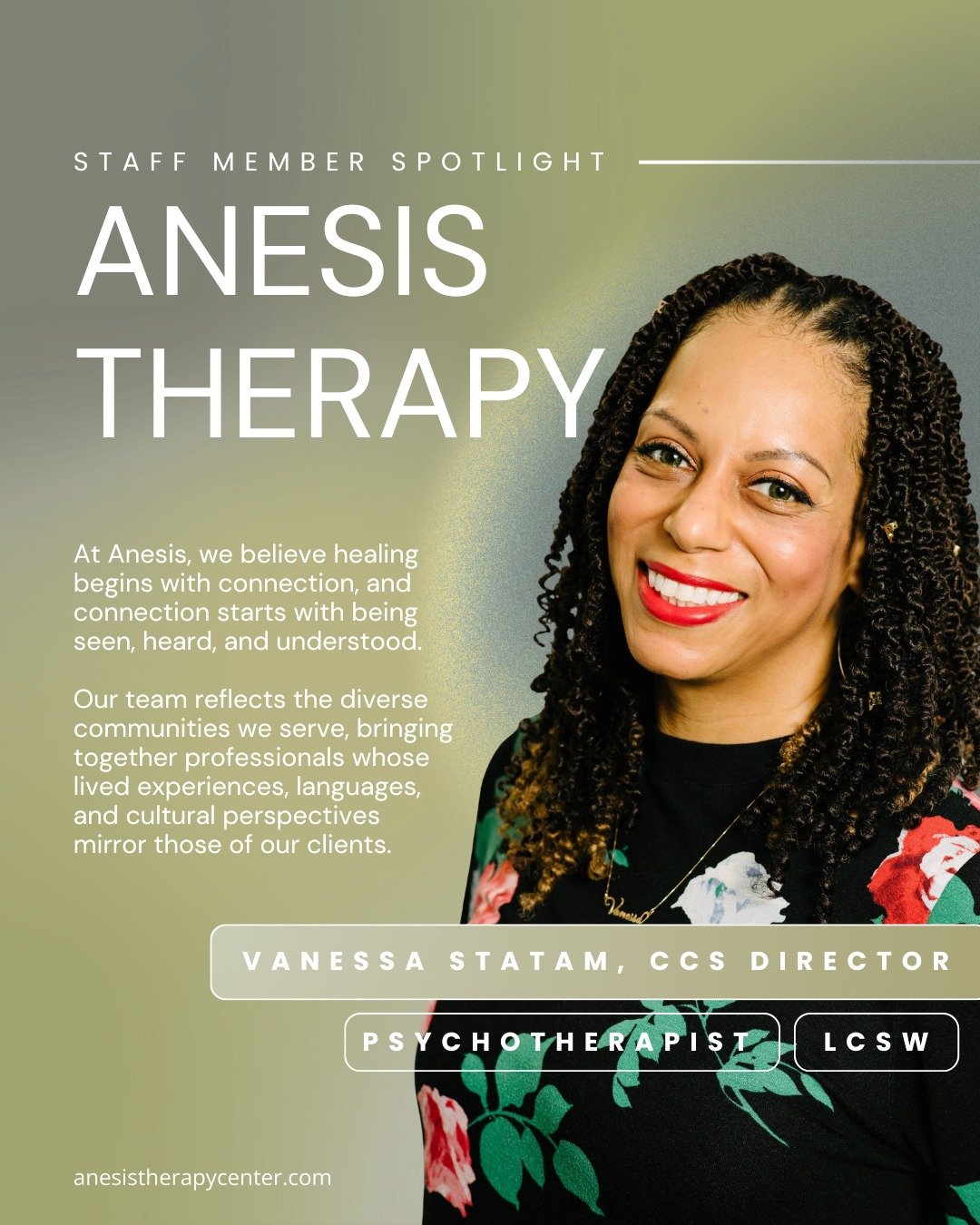 Healing starts with feeling seen and that begins with who's in the room. 💚

Meet the faces behind Anesis Therapy's CCS team: a group of dedicated professionals who bring not just credentials, but lived experience, cultural fluency, and deep compassi