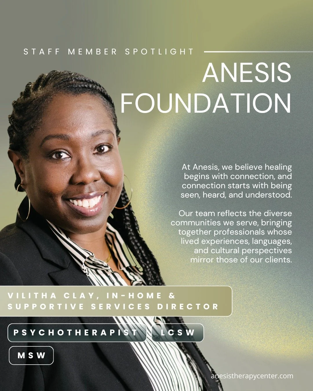 Today, we're highlighting our clinicians in the In-Home Program, an Anesis Foundation supportive service that brings accessible, community-centered care to Madison.

Additional programs in the Anesis Foundation include: Drop-In Clinics, In-Home Menta