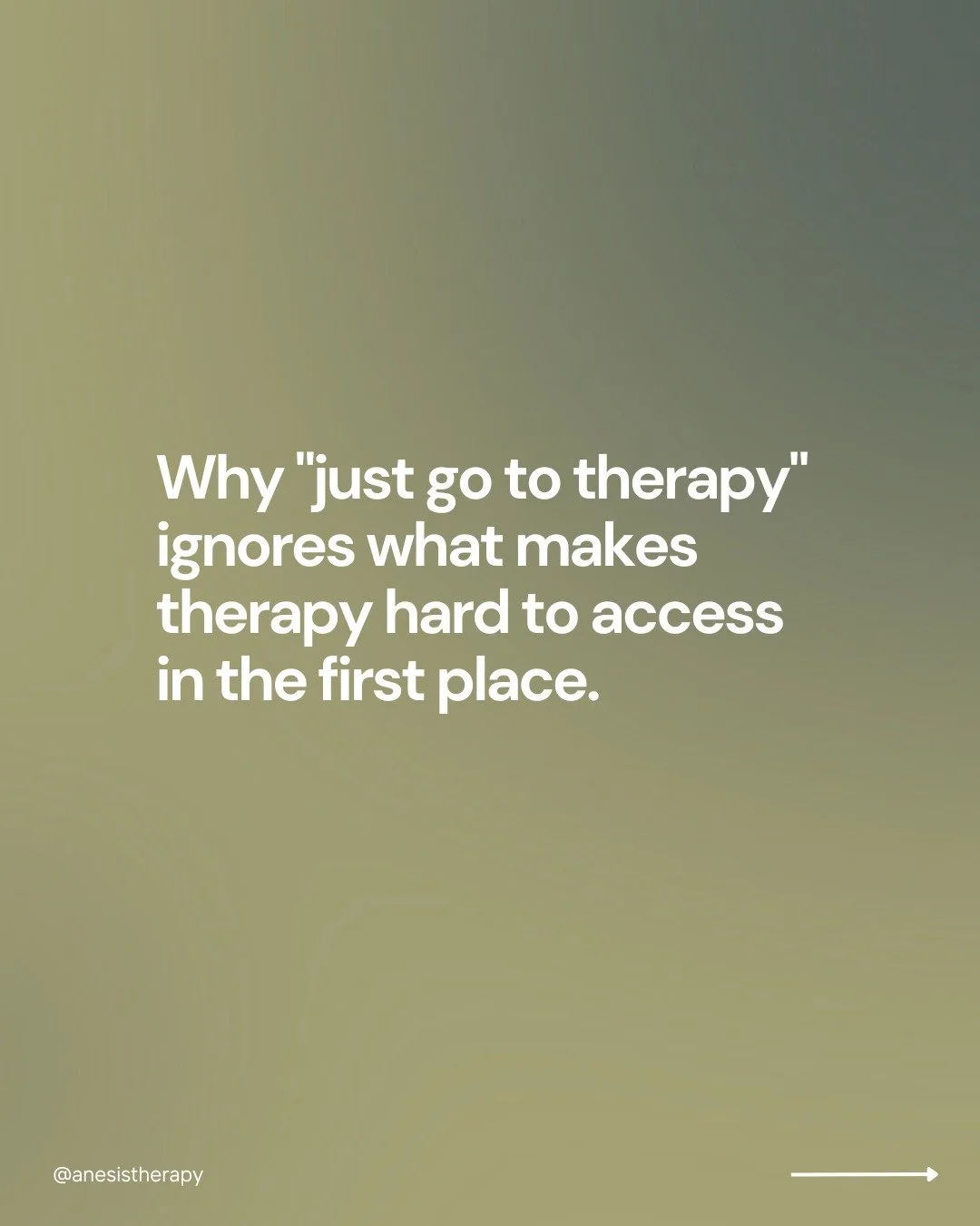"Just go to therapy" sounds like support. But it ignores what makes therapy hard to access in the first place. 

Mental health advocacy has to include that systems conversation, not just encourage individuals to seek help that isn't always 