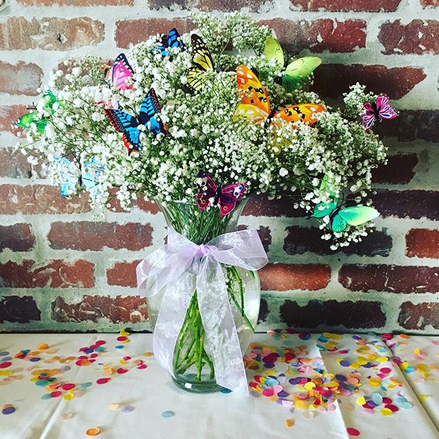 Flowers for a very special lady. My sweet grandmother's 90th birthday. She requested butterflies 😊#howistherenotabutterflyemoji #bayareaflorist #babiesbreath #butterfly #90thbirthday