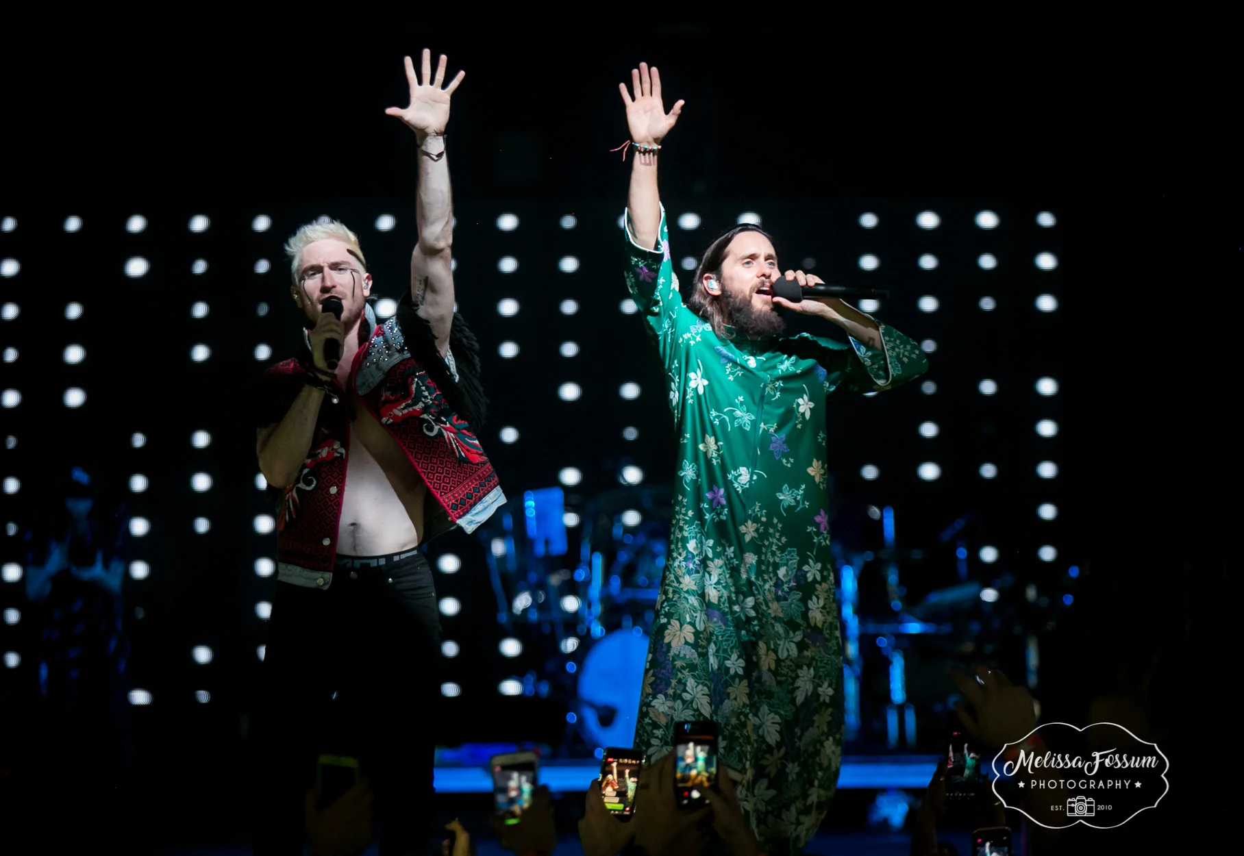 Jared Leto brings Walk The Moon's Nicholas Petricca on stage.