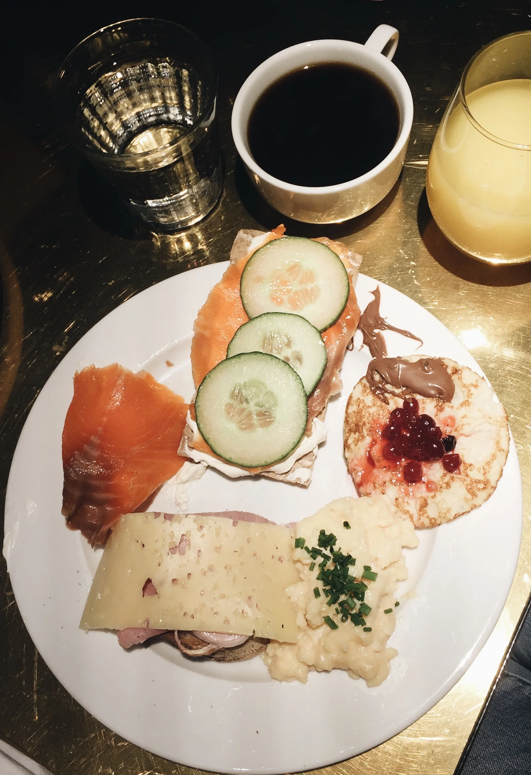 Hotel breakfast. Spoiler alert: I had this all 5 days and never got sick of it. 