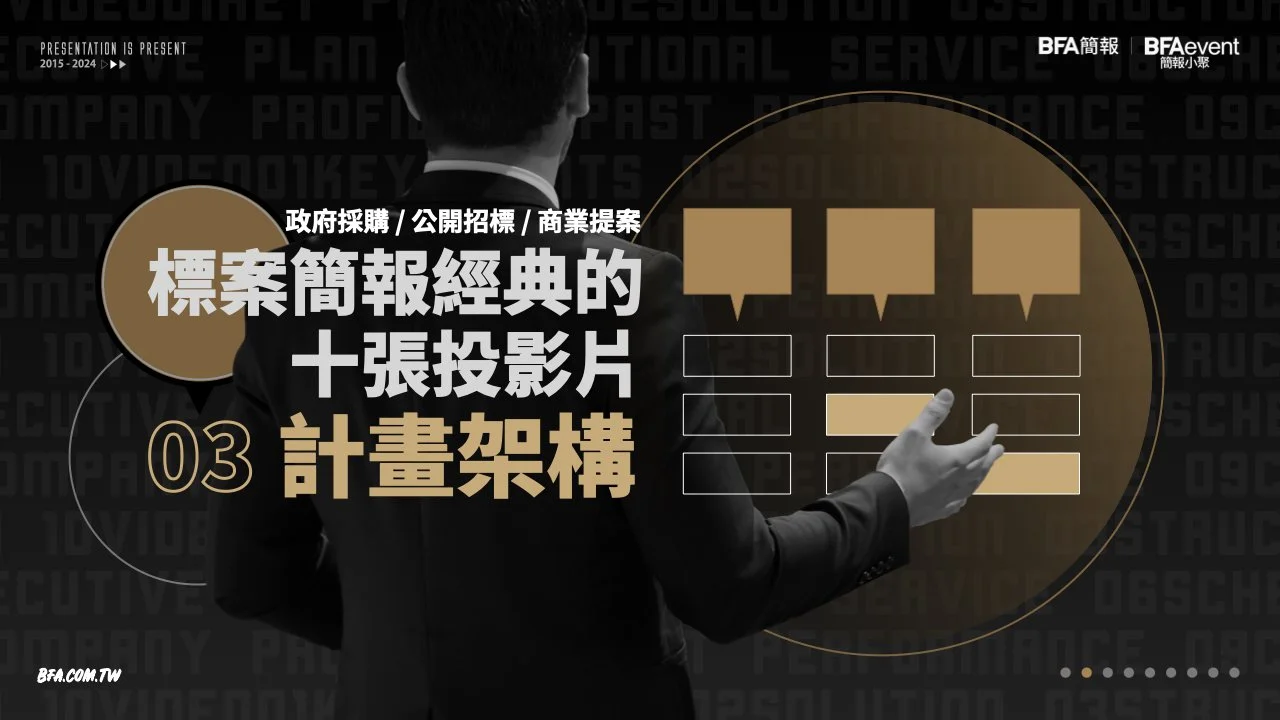 標案簡報經典的十張投影片 03:計畫架構