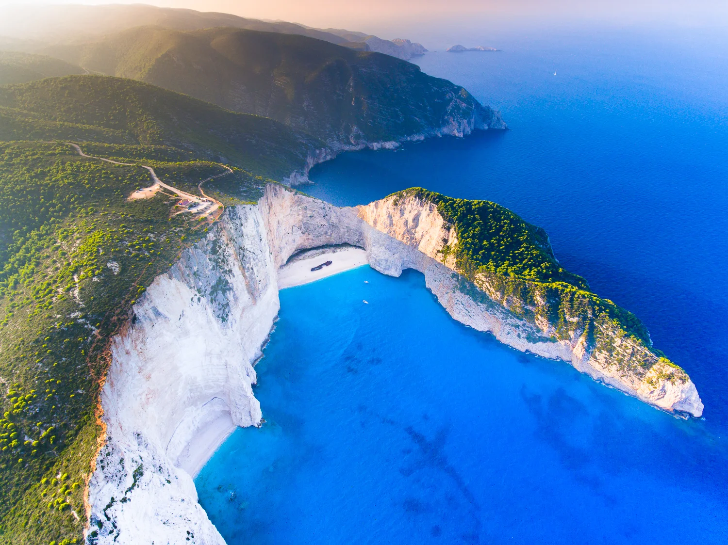 aerial drone photo taken on a trip from Liverpool to Zakynthos