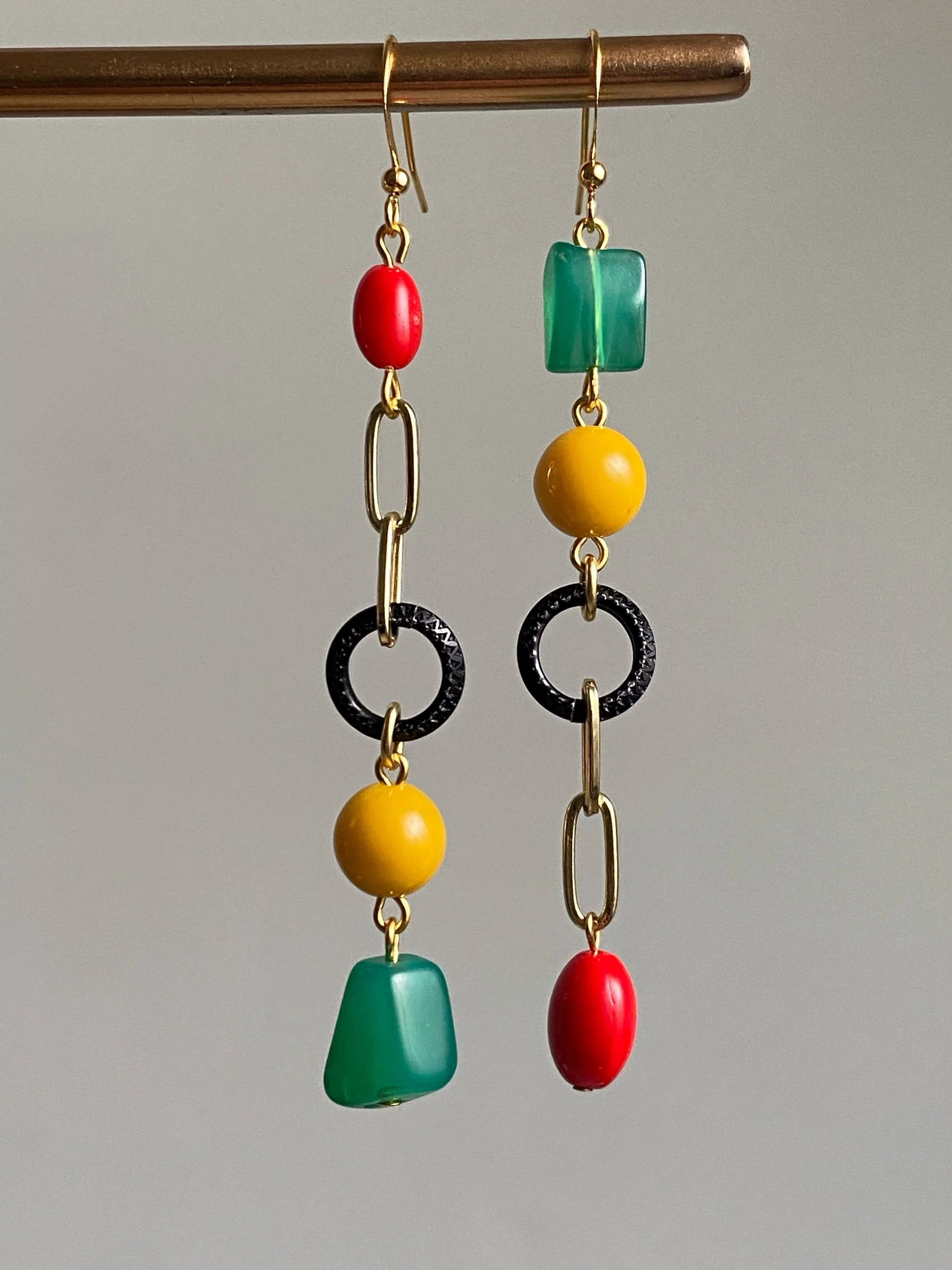 Primary colour long earrings