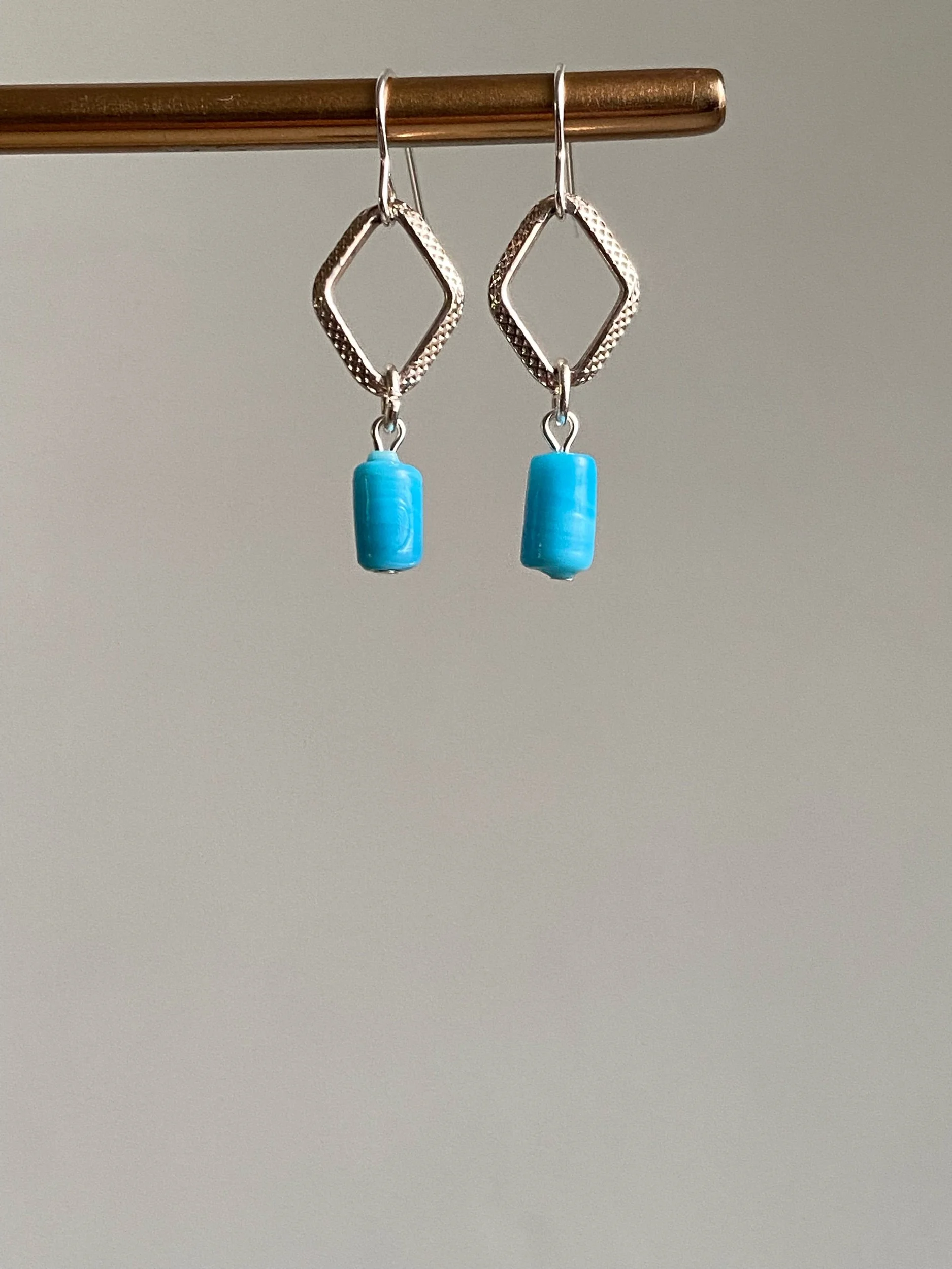 Little silver and blue earrings