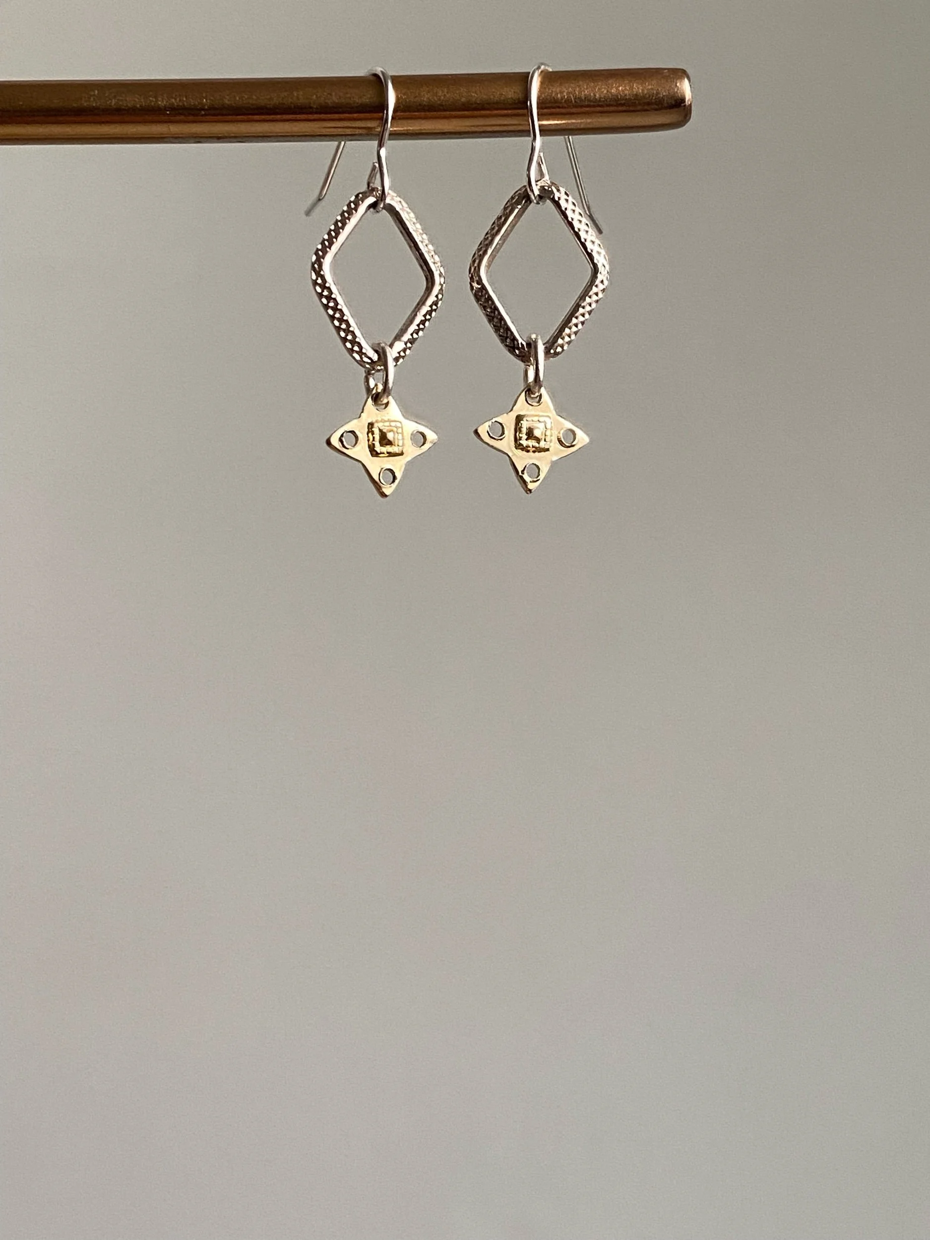Gold silver star earrings