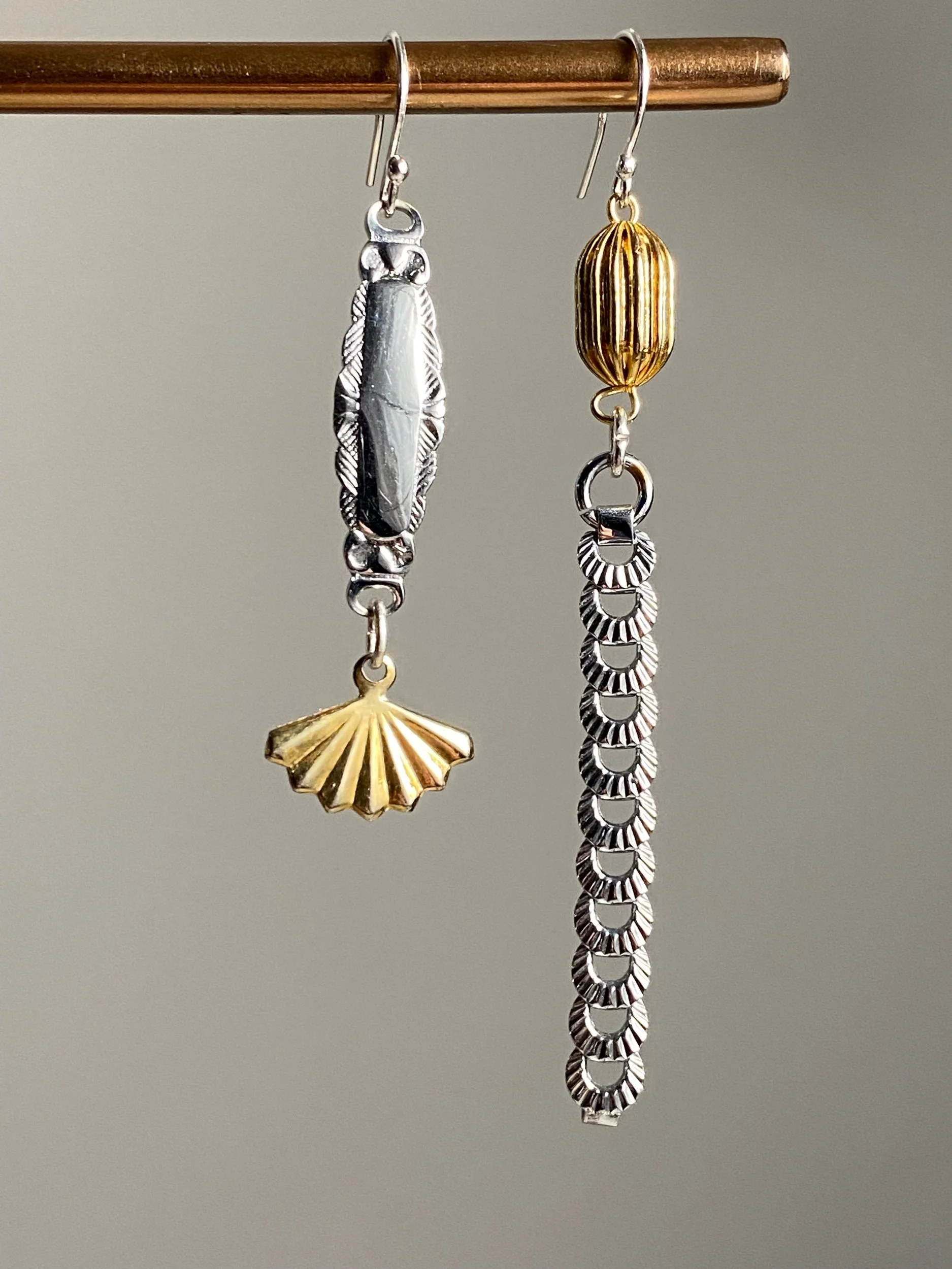 Little odd gold silver earrings