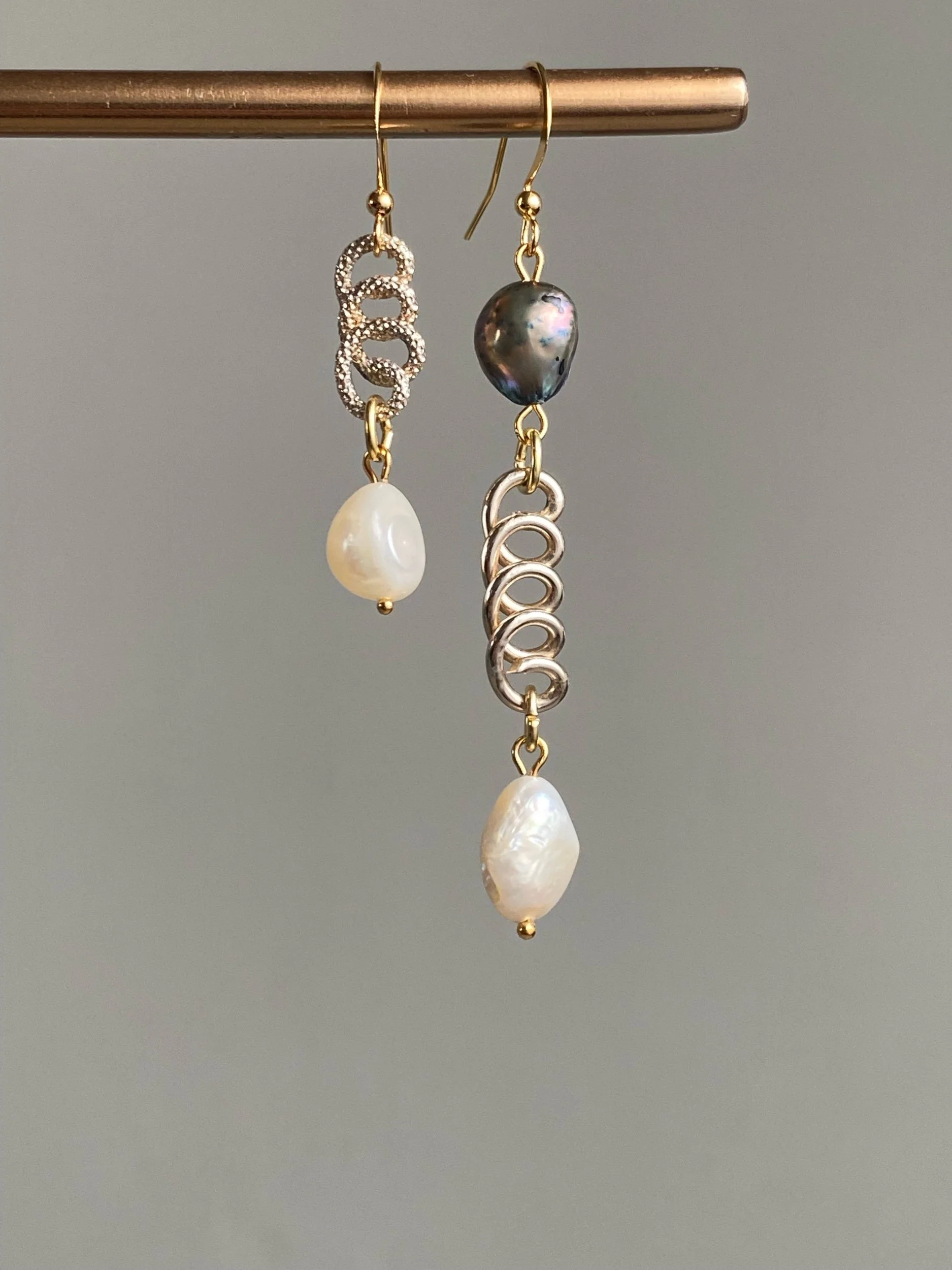 Fun odd pearl earrings