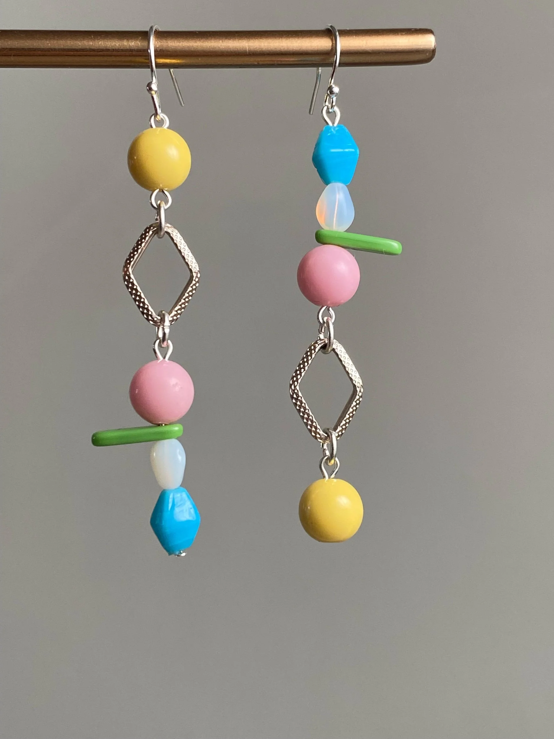 Odd long pastel earrings