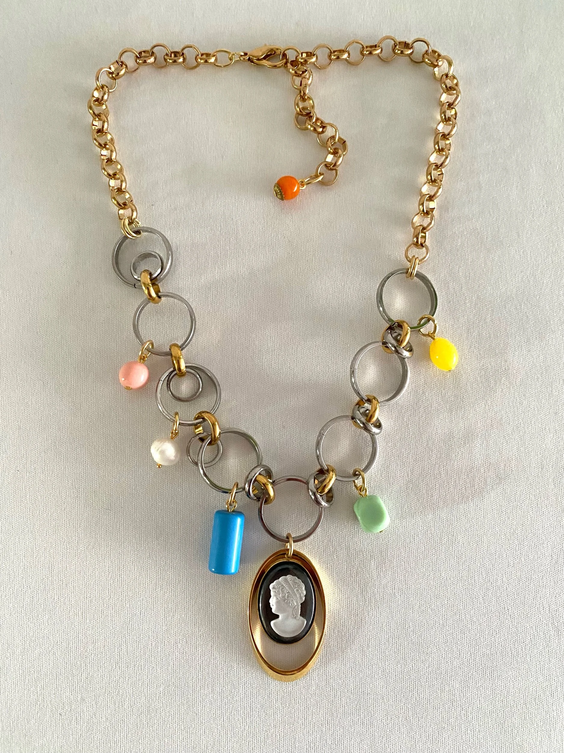 Chunky colourful charm necklace