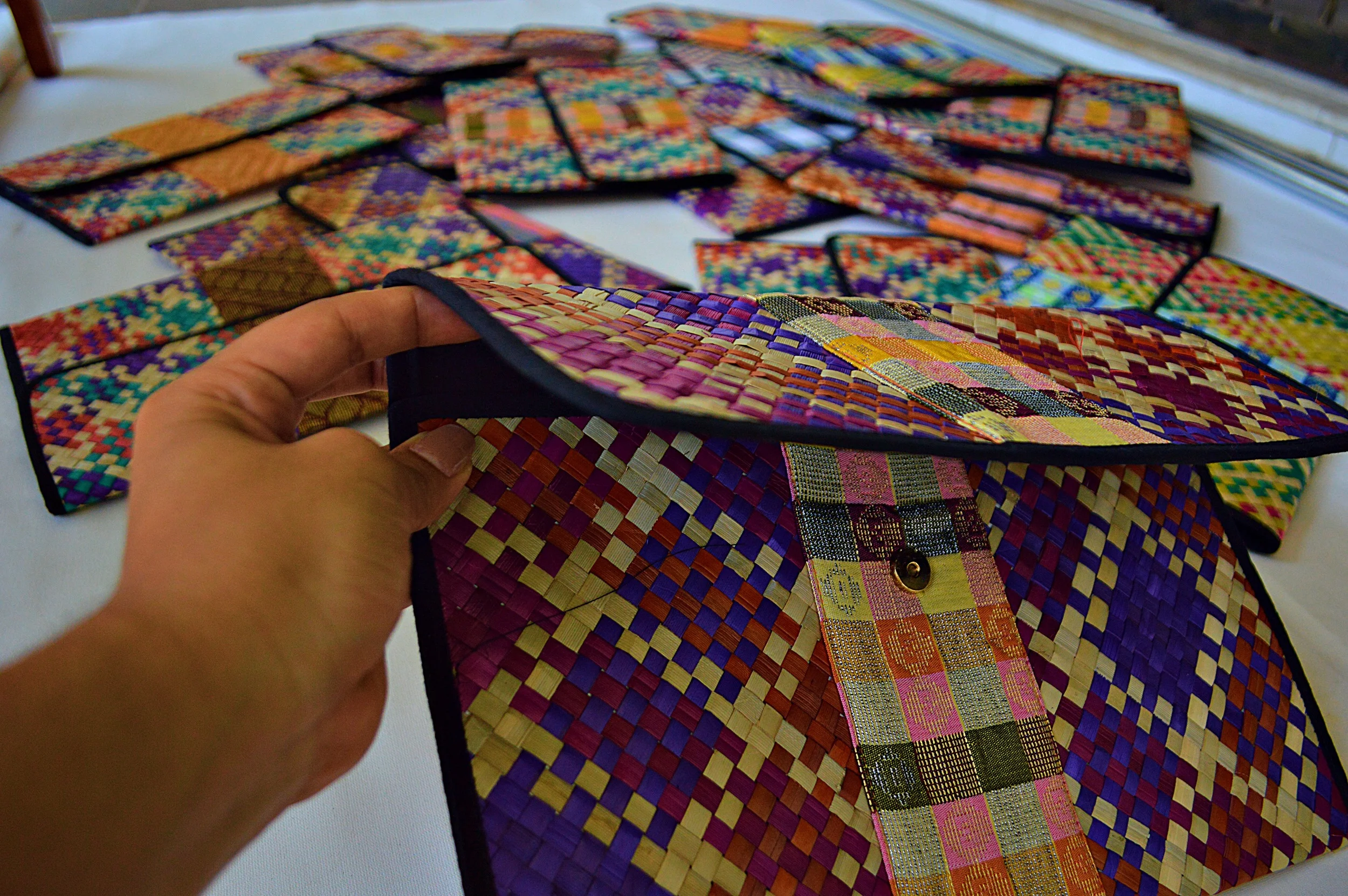 Beautiful, woven document cases by Earth Heir. My hand also makes its debut!
