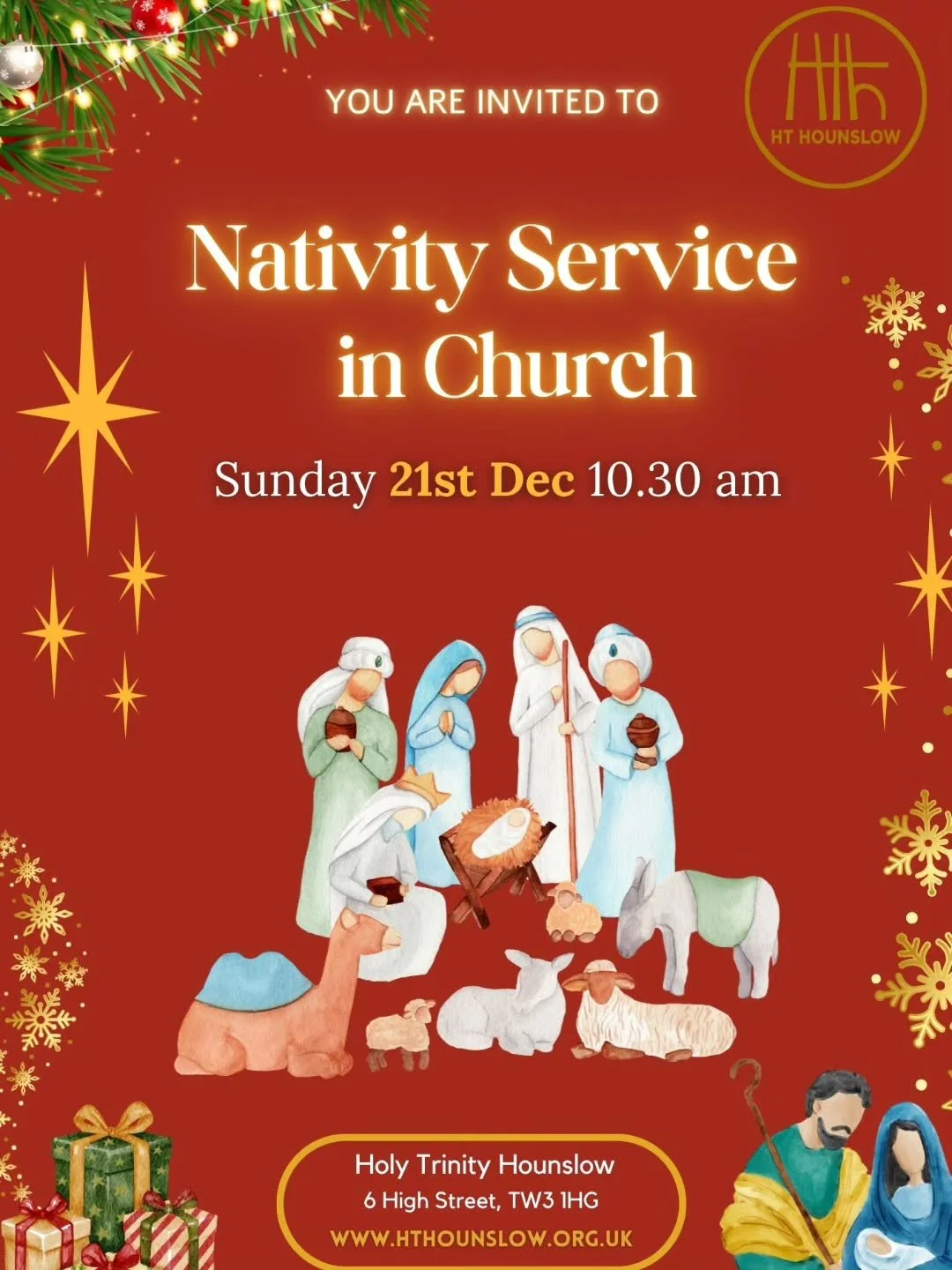 Join us for an interactive Nativity experience in Holy Trinity Hounslow on Sunday morning at 10:30am, 21st December.