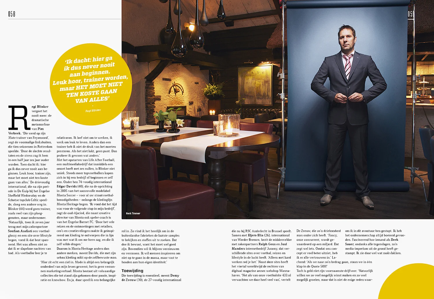 HENK TIMMERS - EX FOOTBALLERS FOR QUOTE MAGAZINE