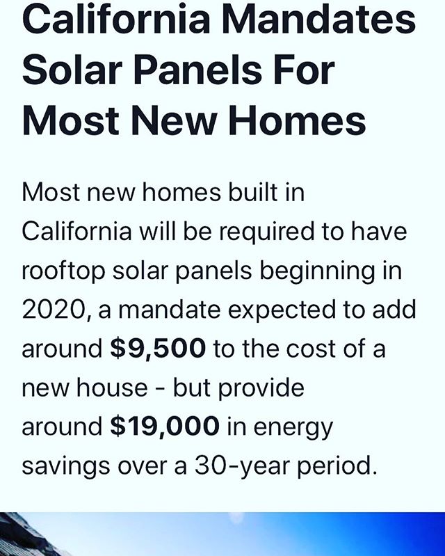 California gets it... ☀️ ✅ 
State officials vote 5-0 to make solar mandatory for new homes starting in 2020!
#cleanergy #solar #california #gogreen #solarpv #solarpower #brightlifesolar #tesla #solaredge #mandate #ourphonesareopen #freequote