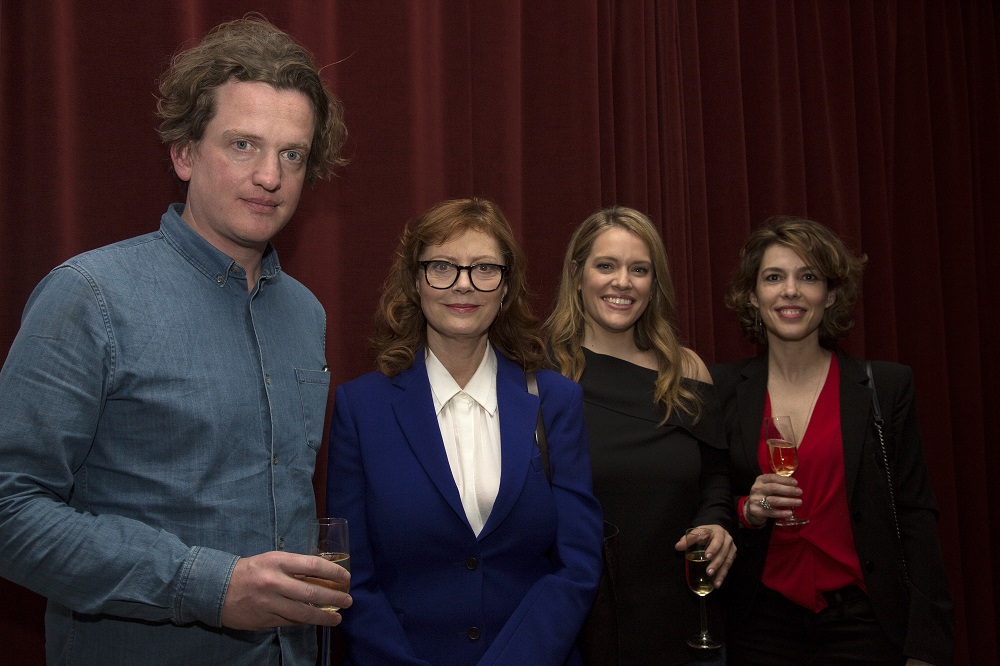 Oli Harbottle, Head of Distribution and Acquisitions at Dogwoof, with Susan Sarandon, Alexandra Dean and Anna Godas