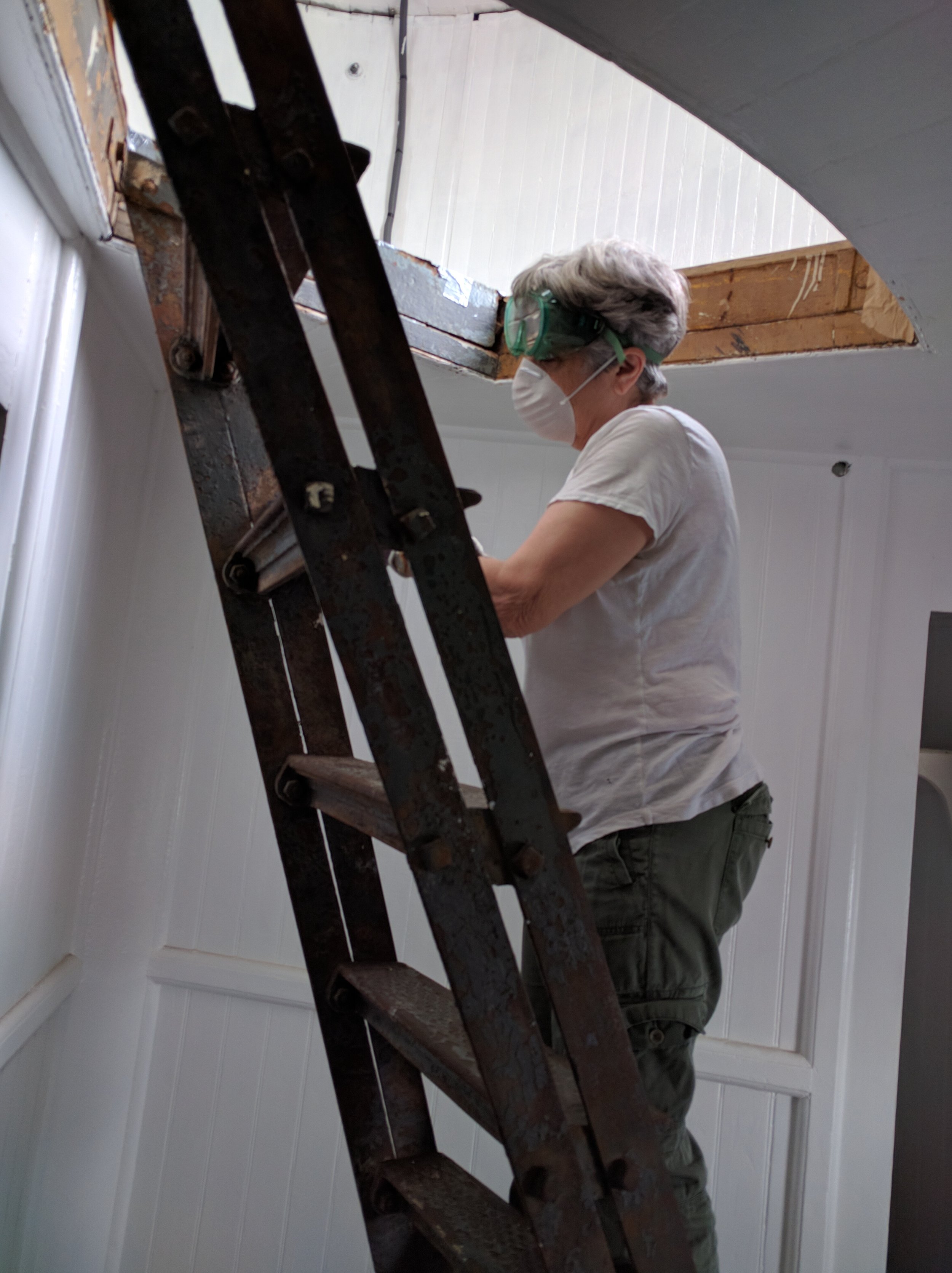 Annie working on the ladder.