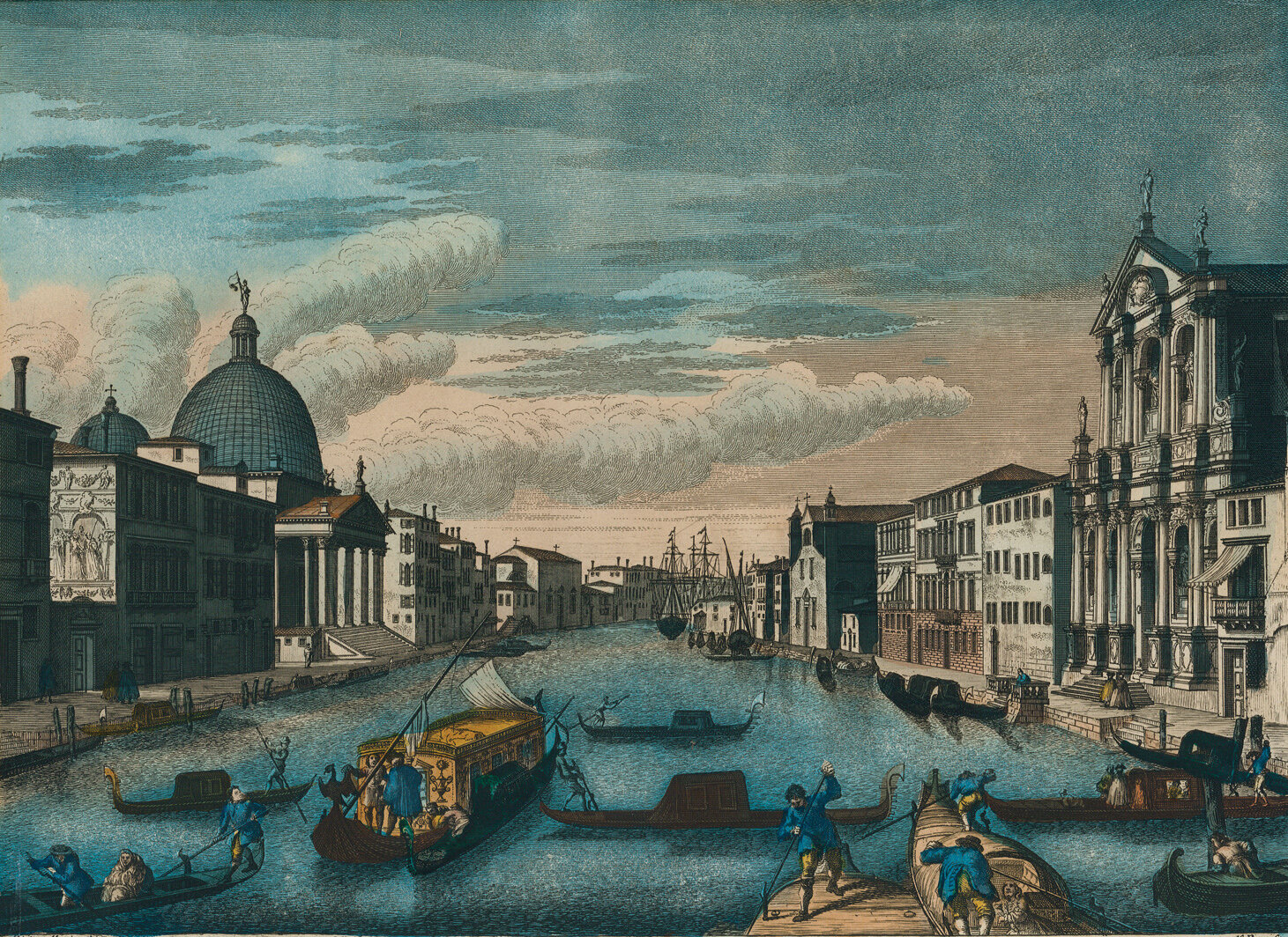   Richard Parr (1707-1754)  after Michele Marieschi (1710-1743)  A View on the Grand Canal of Venice   Hand-colored engraving, c. 1750 The Noble Maritime Collection  Gift of Barnett Shepherd  