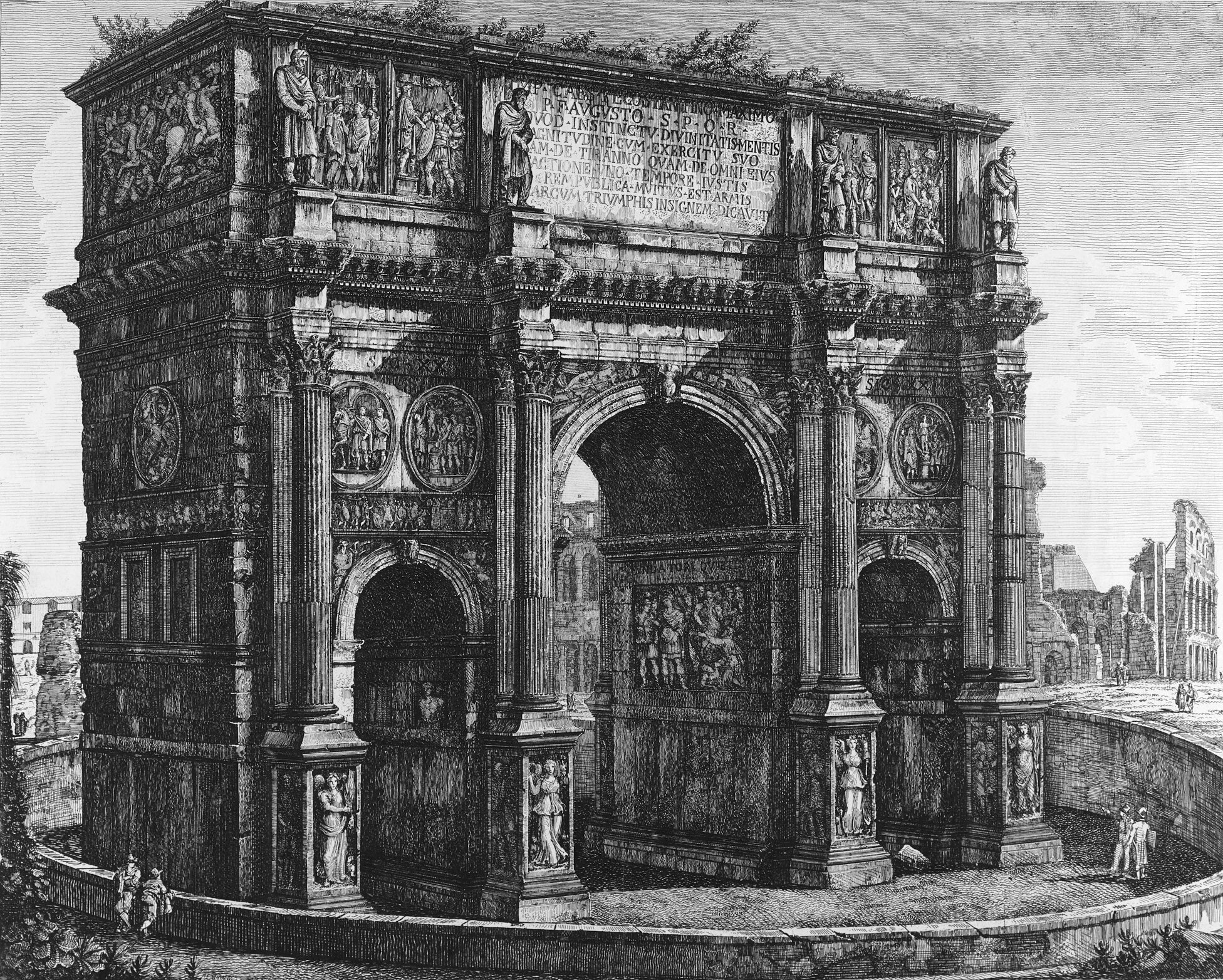   Luigi Rossini (1790-1857)  View of the Arch of Constantine   Etching, 1822 The Noble Maritime Collection  Gift of Barnett Shepherd  