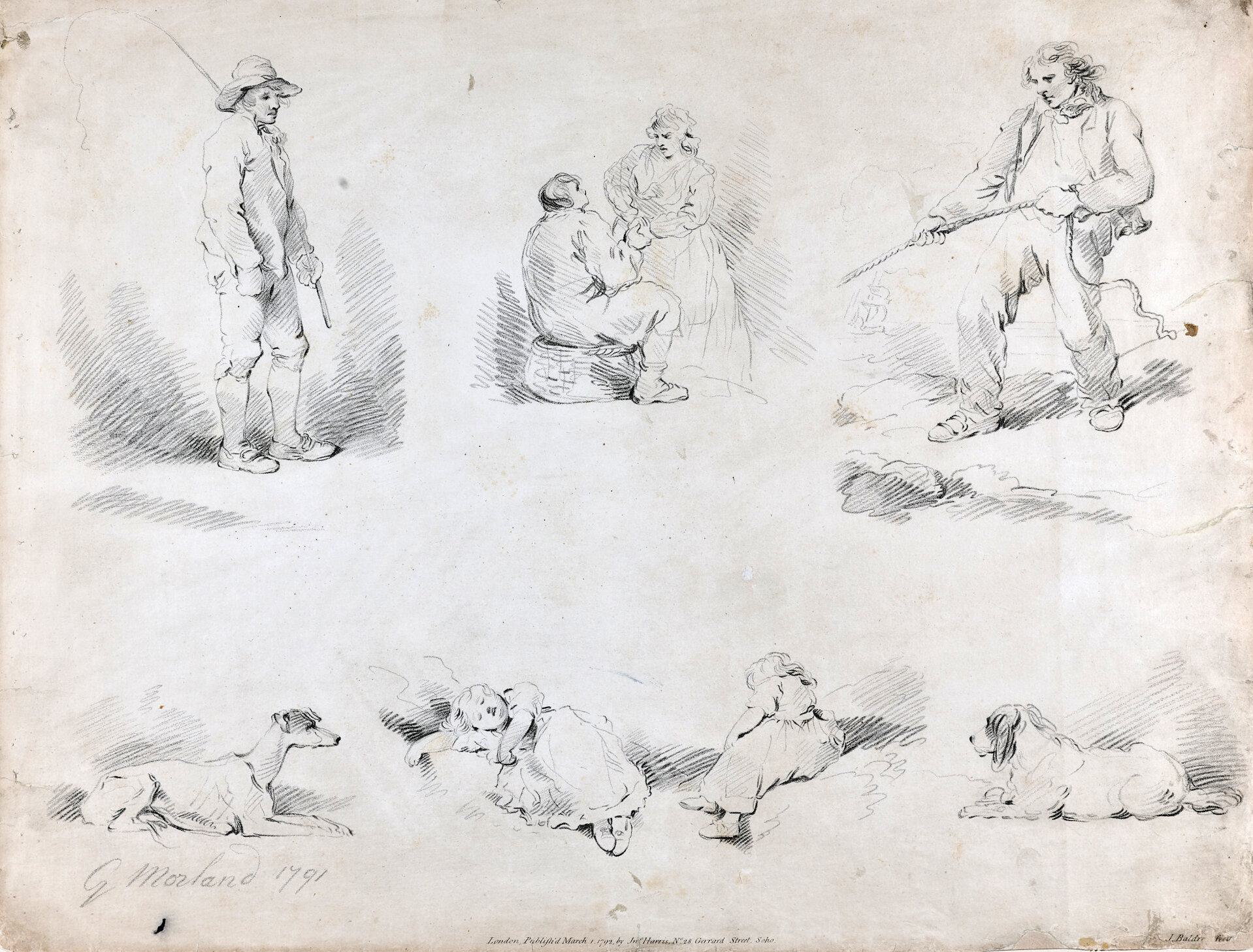   George Morland (1763-1804)  Sketches   Crayon-manner etching, 1791 The Noble Maritime Collection  Gift of Barnett Shepherd  