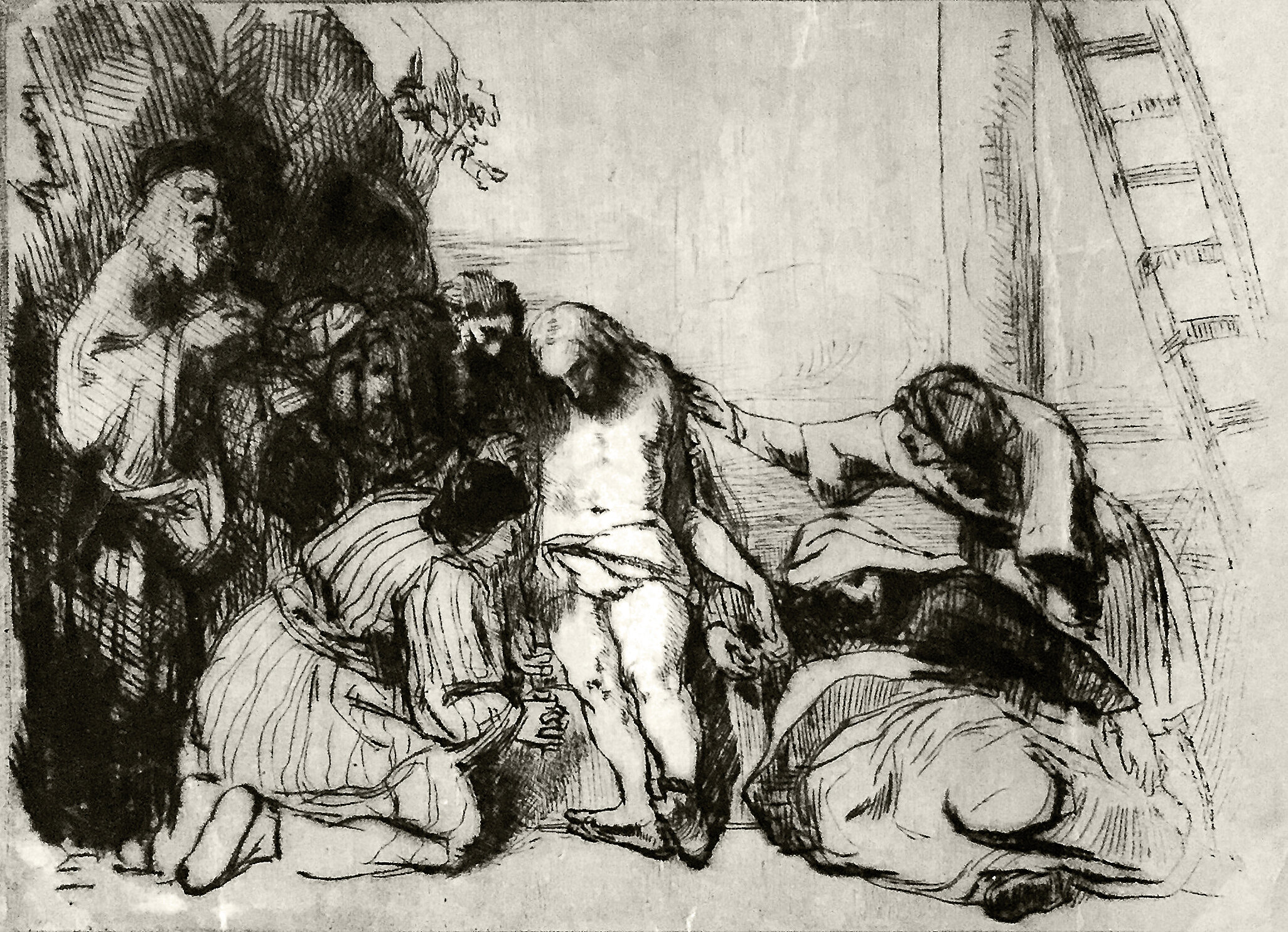   Unknown (in the style of Rembrandt)  Deposition of Christ   Etching with drypoint, date unknown The Noble Maritime Collection  Gift of Barnett Shepherd  