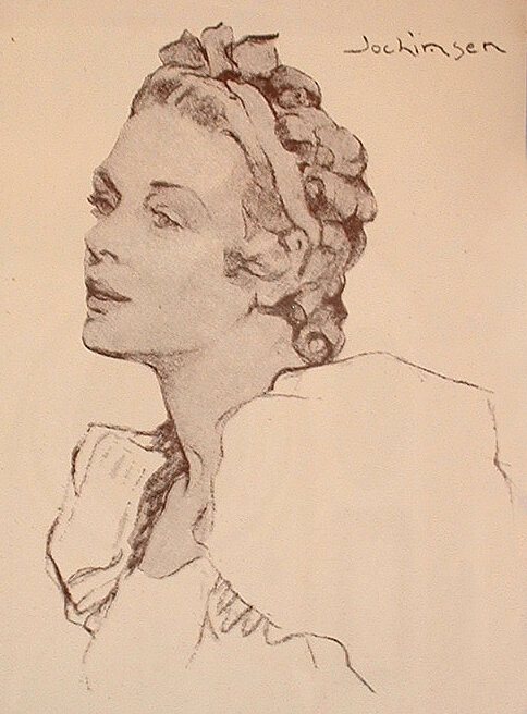   Marion Jochimsen (1894-1996)  Portrait of Gloria Noble, mother of John A. Noble   Letterpress print, c. 1945 The Noble Maritime Collection  Gift of the Noble Family  