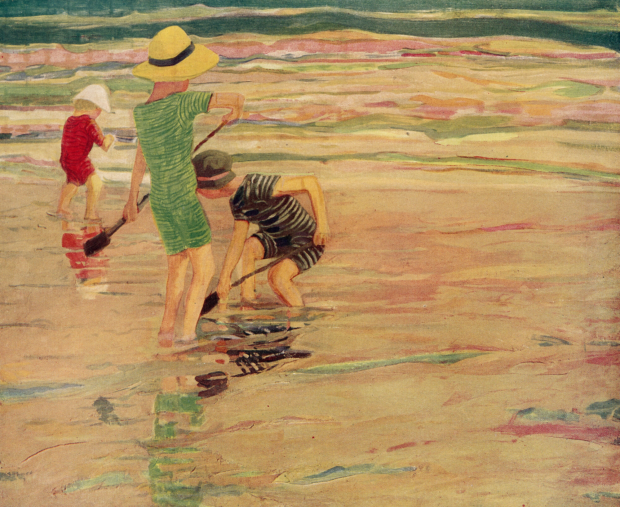  John “Wichita Bill” Noble (1874-1934)   On the Plage   Tipped in print, 1919, 7 ¼” x 8 ½”   Gift of Ciro Galeno, Jr.  