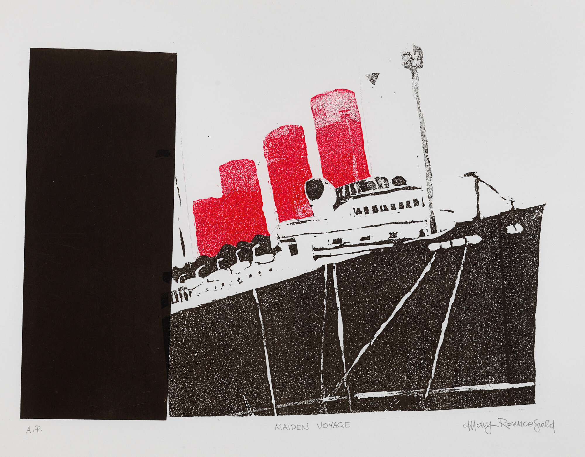  Mary Rouncefield   Maiden Voyage   Screen print, A.P., 2009, 14 ¾” x 18 ½”  