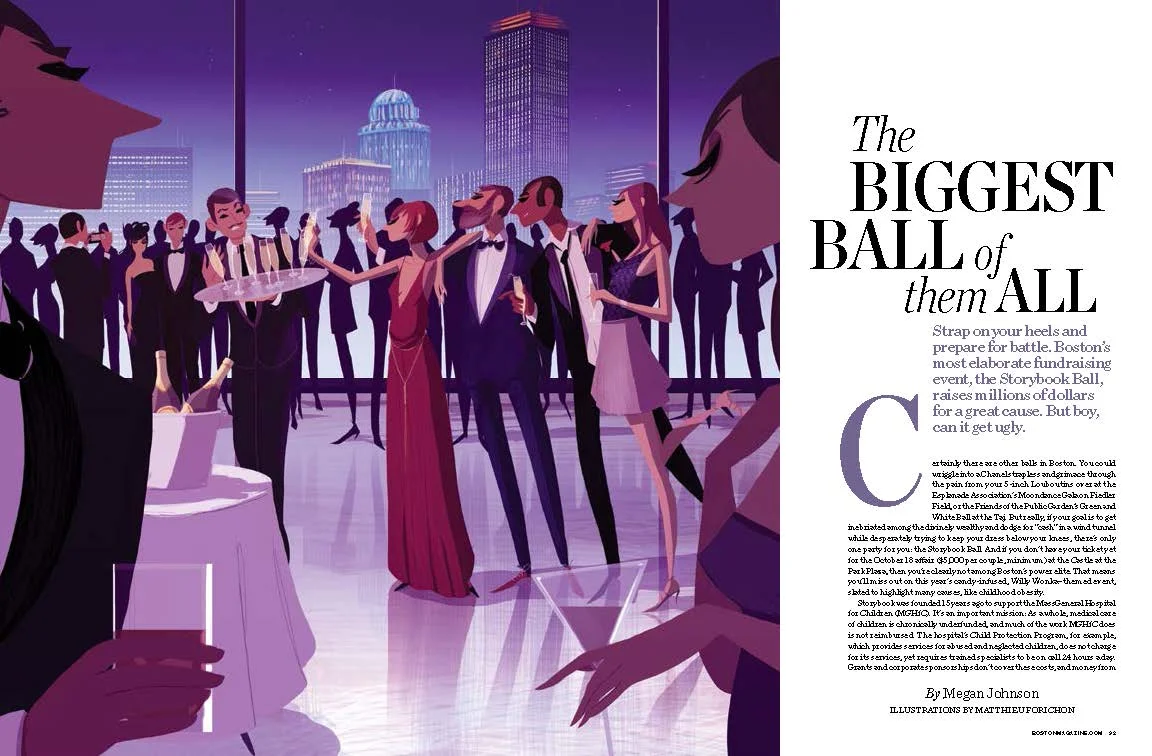 STRAP ON YOUR HEELS AND PREP FOR BATTLE Writer Megan Johnson went deep into the black heart of Boston philanthropy for this wicked take on ladies who lunch. Read it here.