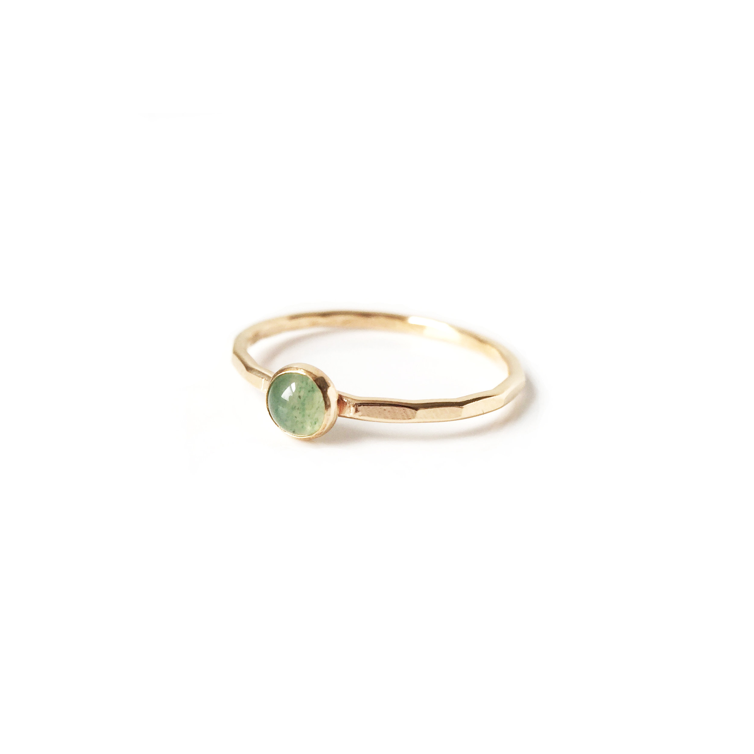 Handmade Hammered Gold Filled and Aventurine Ring 