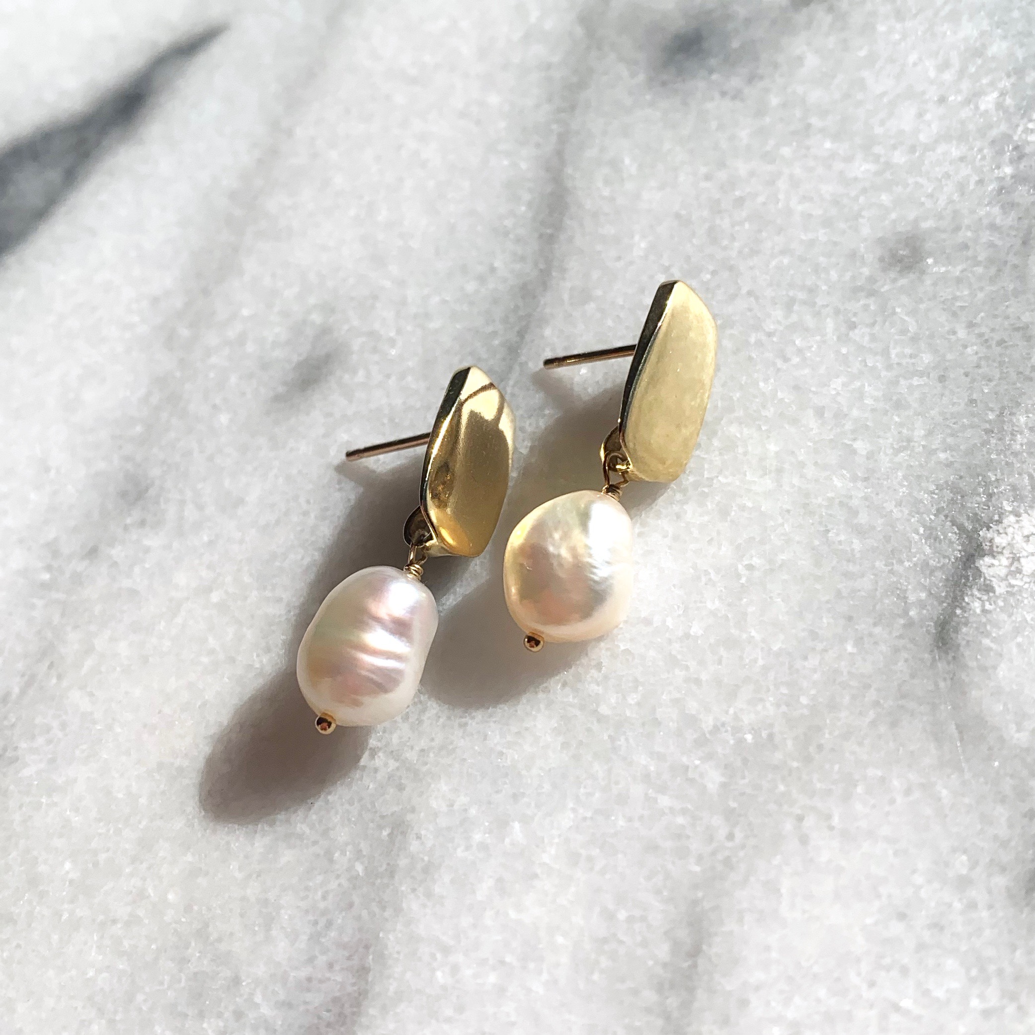 Goldeluxe Jewelry — Siren Stud Earrings with Baroque Pearls